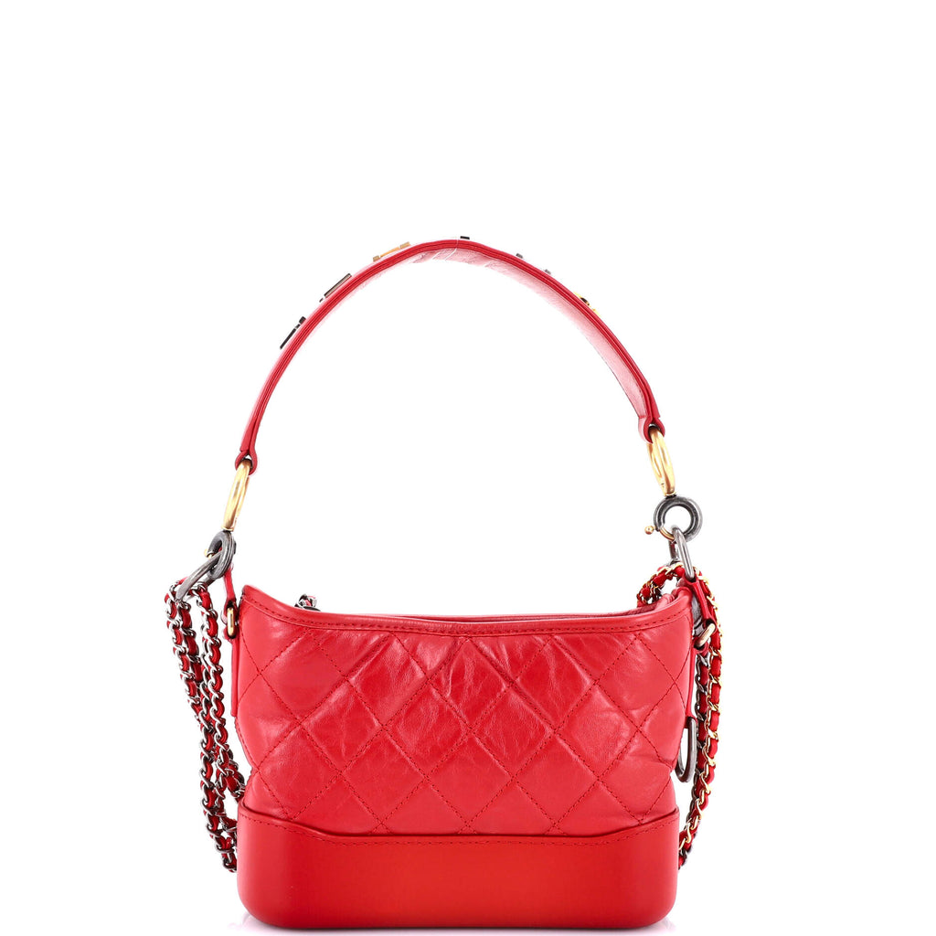 Gabrielle Hobo with Logo Handle Quilted Aged Calfskin Small