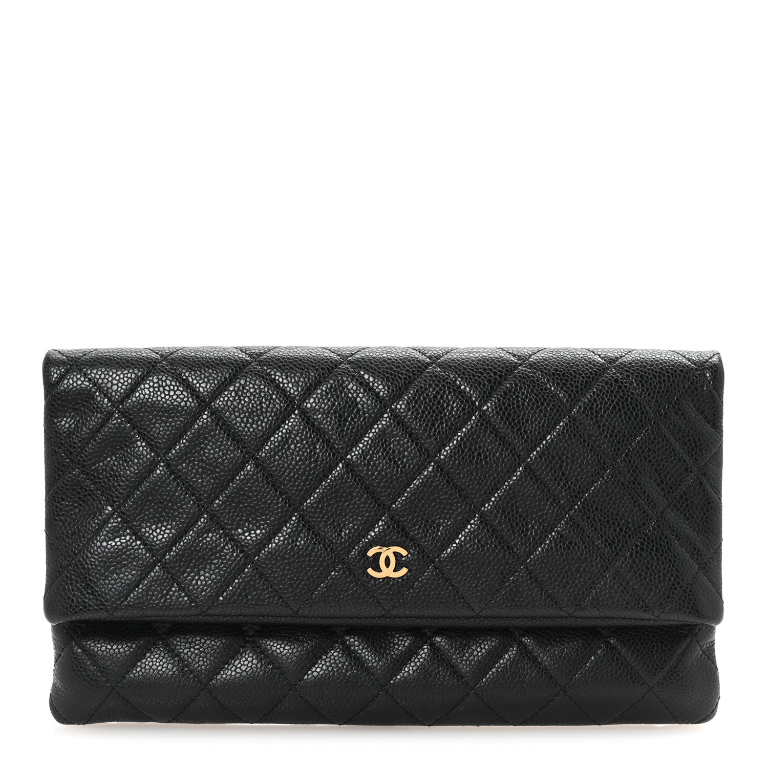 Caviar Quilted CC Beauty Clutch Black