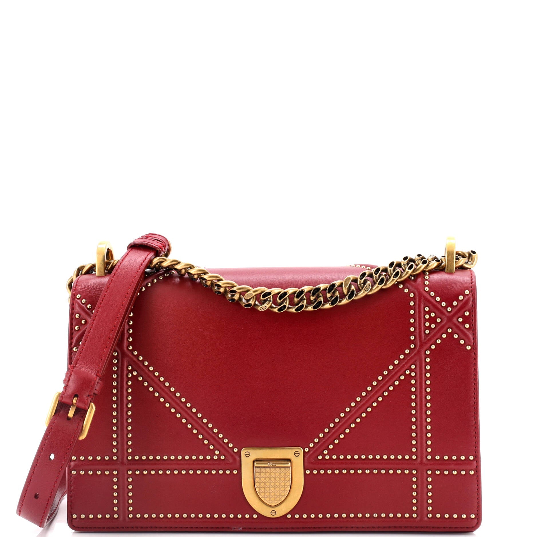 Diorama Flap Bag Studded Leather Medium