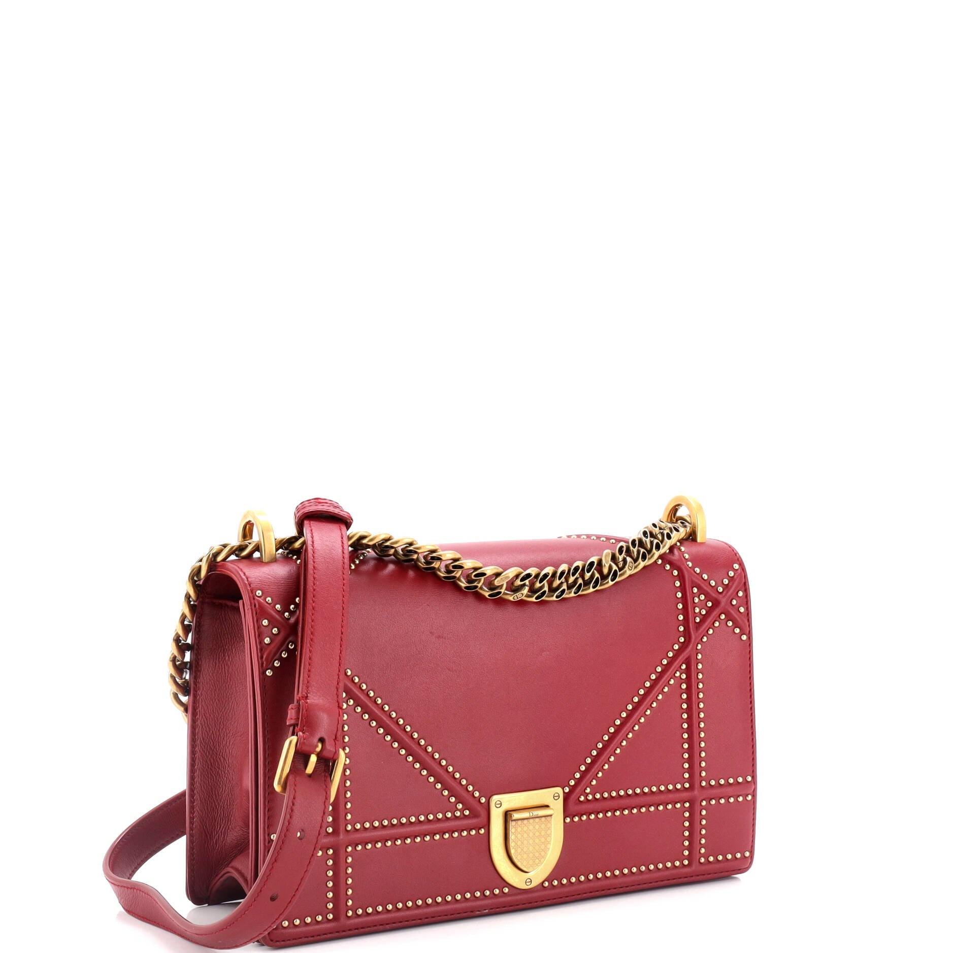 Diorama Flap Bag Studded Leather Medium