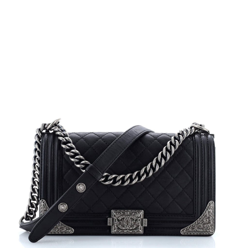 Paris-Dallas Boy Flap Bag Quilted Calfskin with Metal Adornments Old Medium