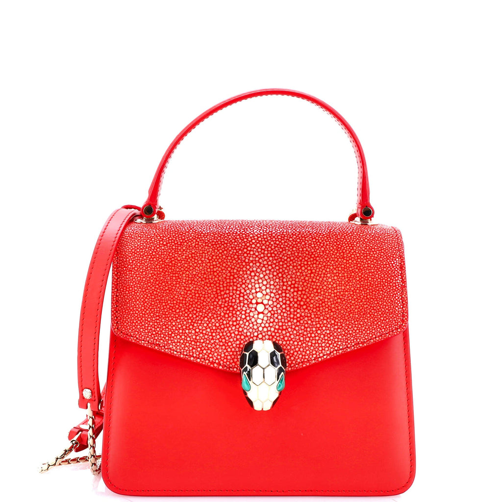 Serpenti Forever Top Handle Bag Leather and Stingray Small