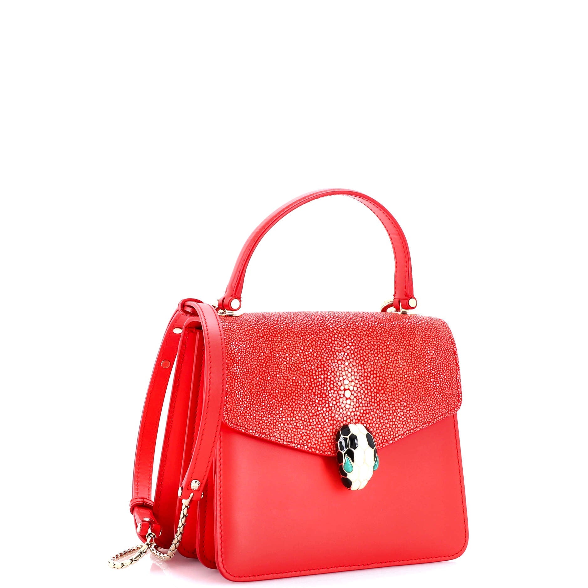 Serpenti Forever Top Handle Bag Leather and Stingray Small