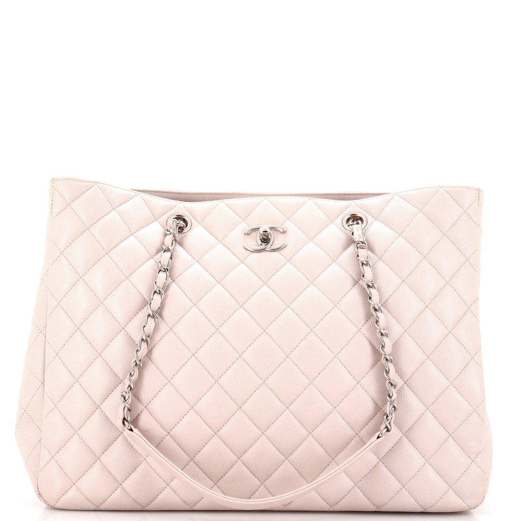 Classic CC Shopping Tote Quilted Caviar Large