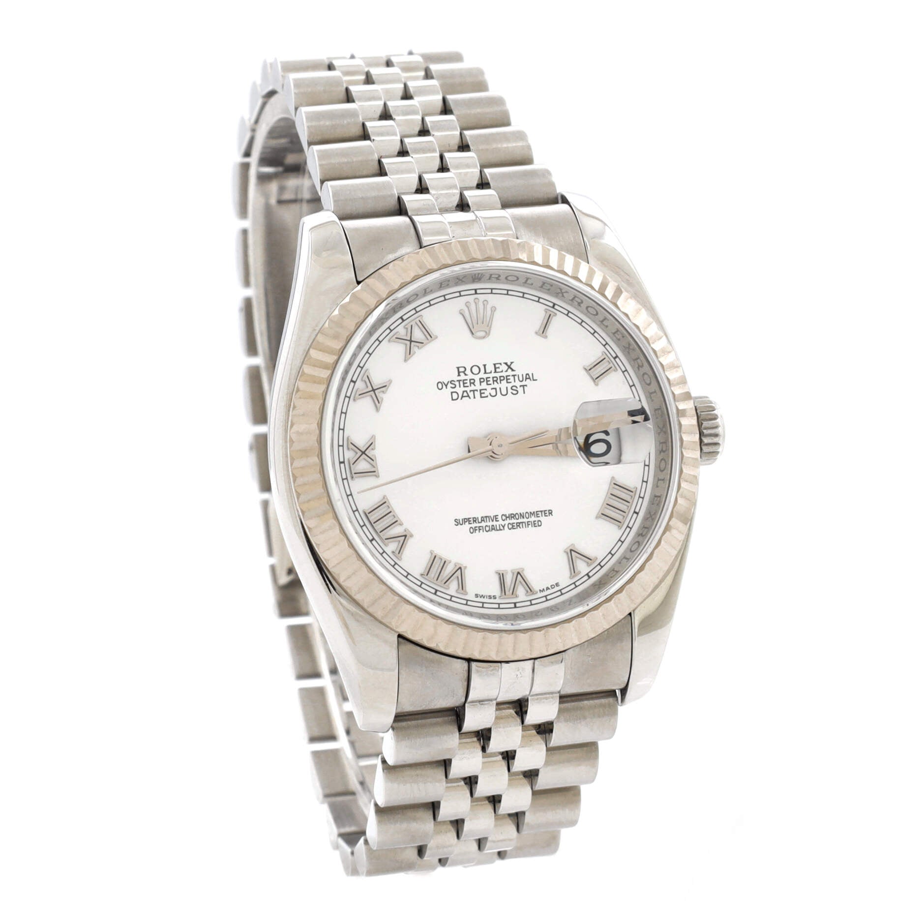 Oyster Perpetual Datejust Automatic Watch Stainless Steel and White Gold 36