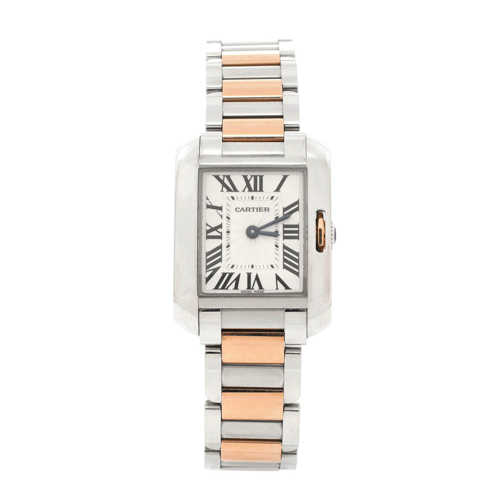 Tank Anglaise Quartz Watch Stainless Steel and Rose Gold 23