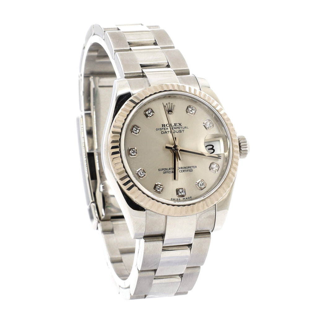 Oyster Perpetual Datejust Automatic Watch Stainless Steel and White Gold with Diamond Markers 31