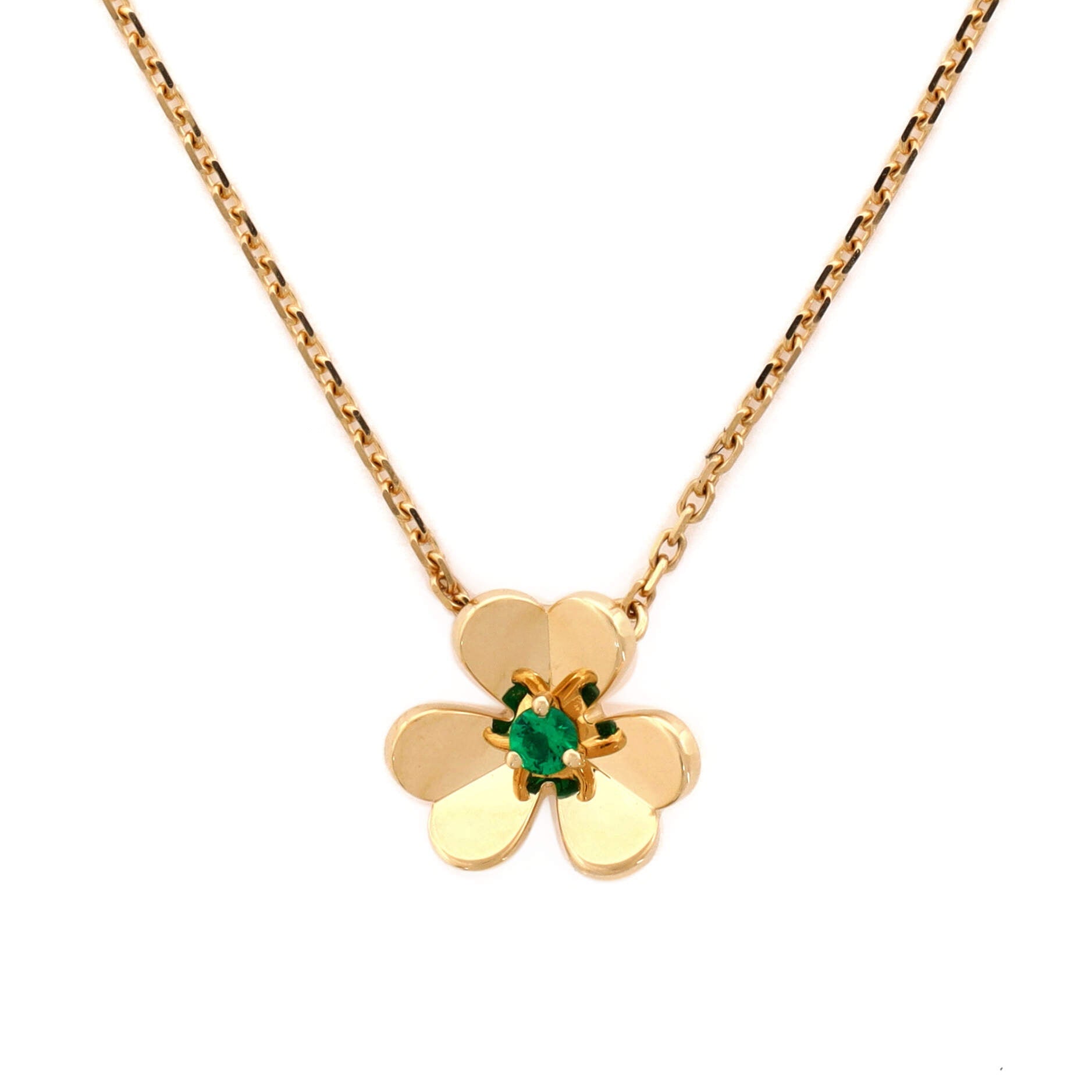 Frivole Pendant Necklace 18K Yellow Gold and Emerald Mini