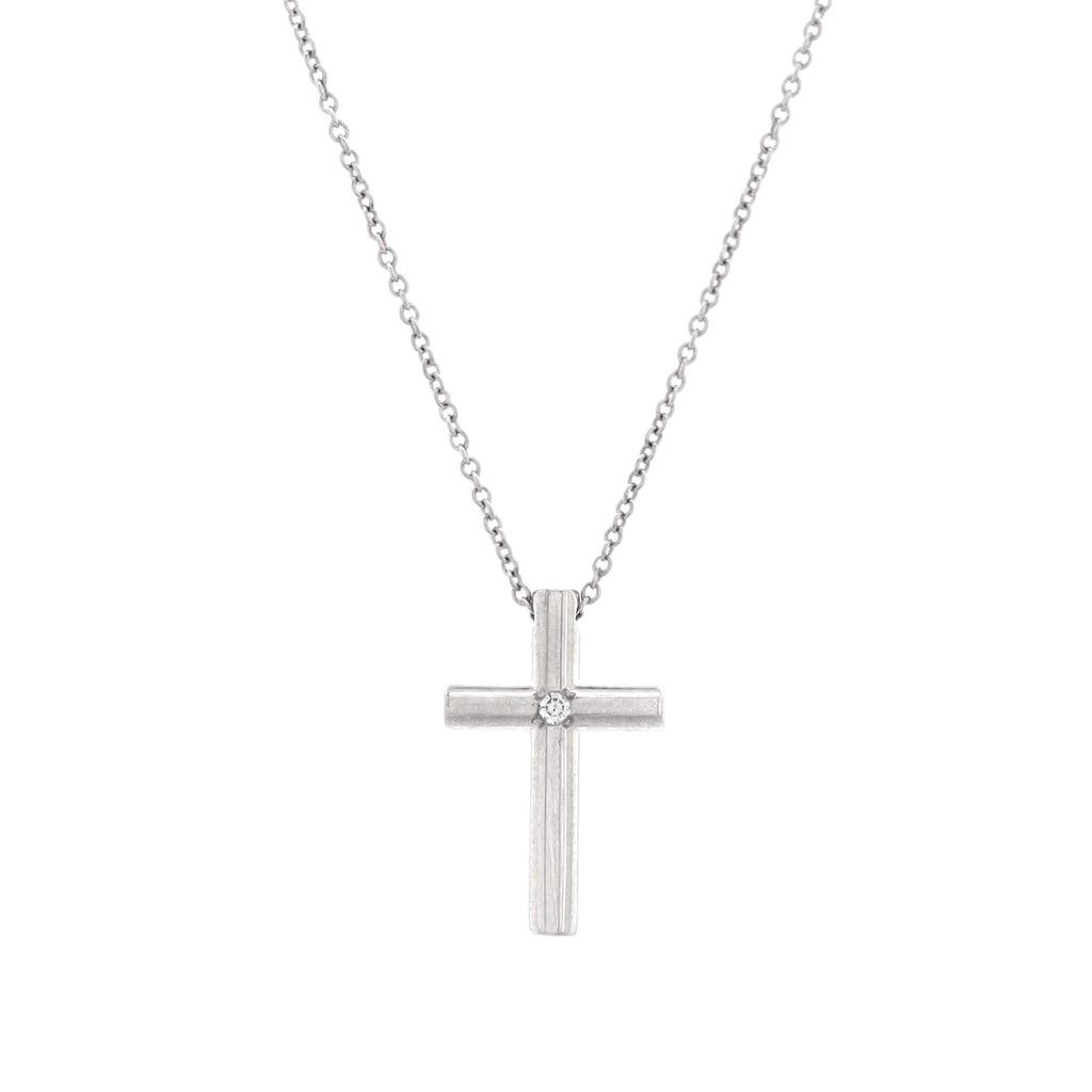 Cross Pendant Necklace 18K White Gold with Diamond