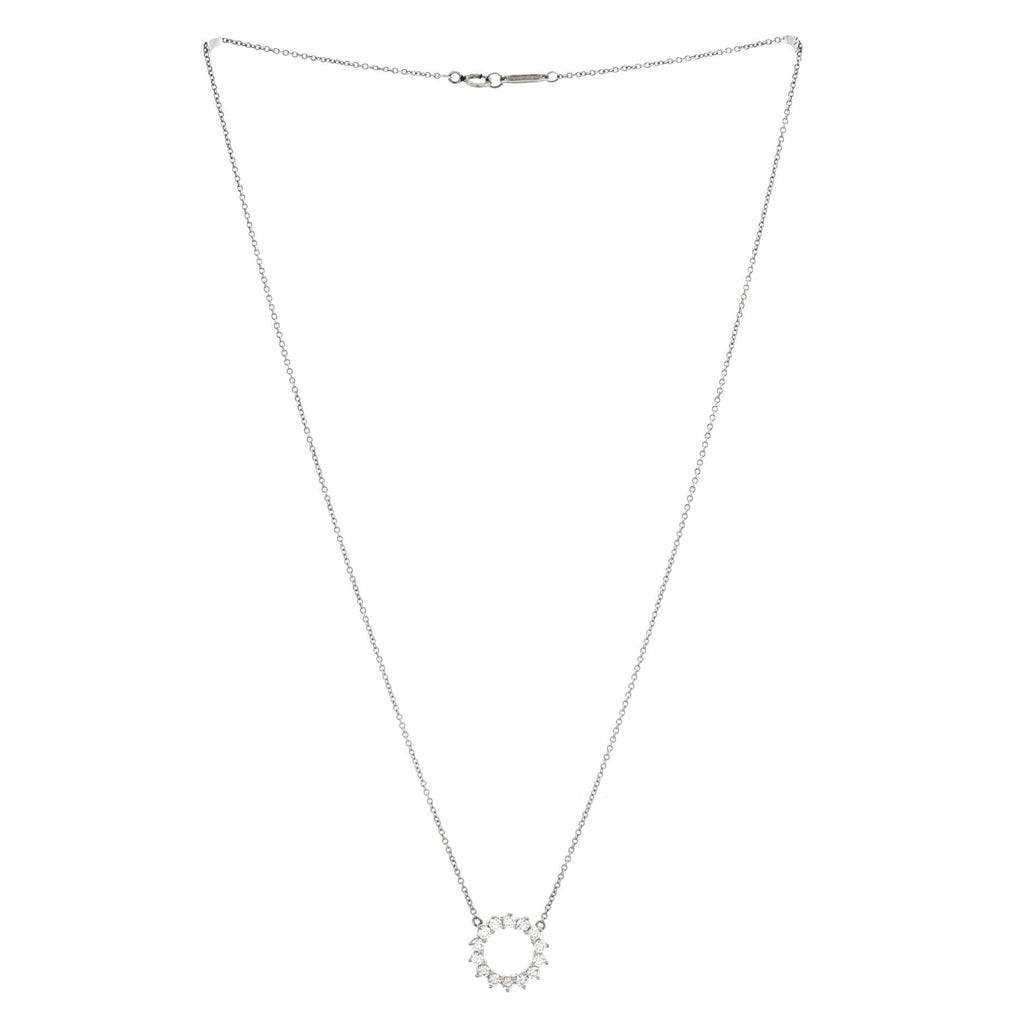 Open Circle Pendant Necklace Platinum with Diamonds Mini