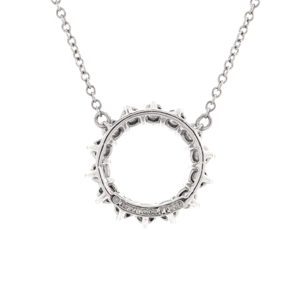 Open Circle Pendant Necklace Platinum with Diamonds Mini