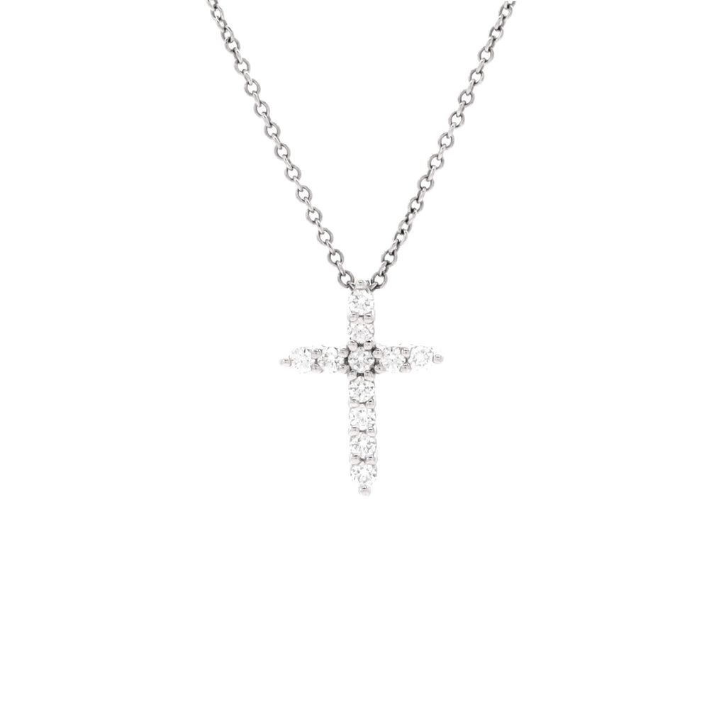 Cross Pendant Necklace Platinum and Diamonds Mini