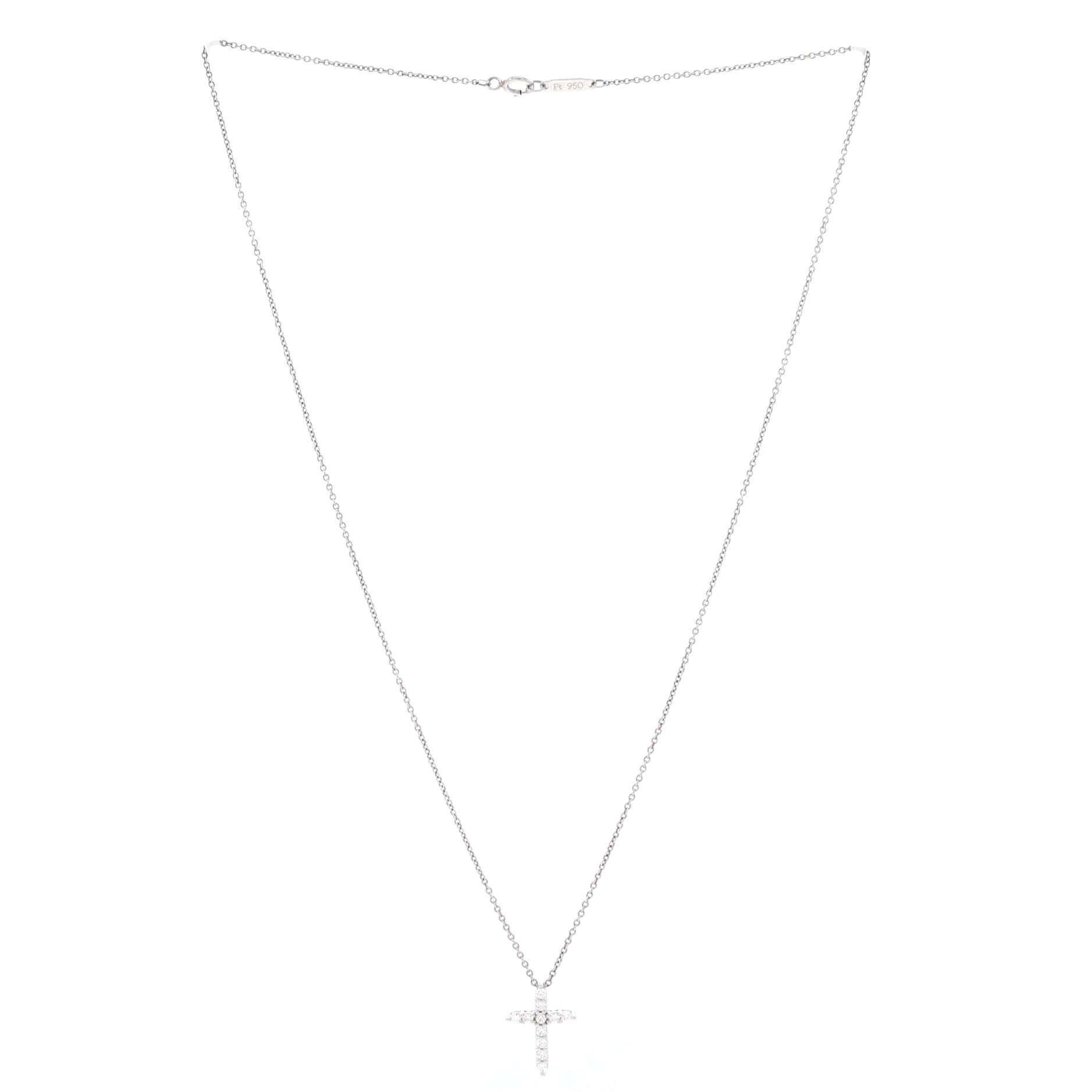 Cross Pendant Necklace Platinum and Diamonds Mini