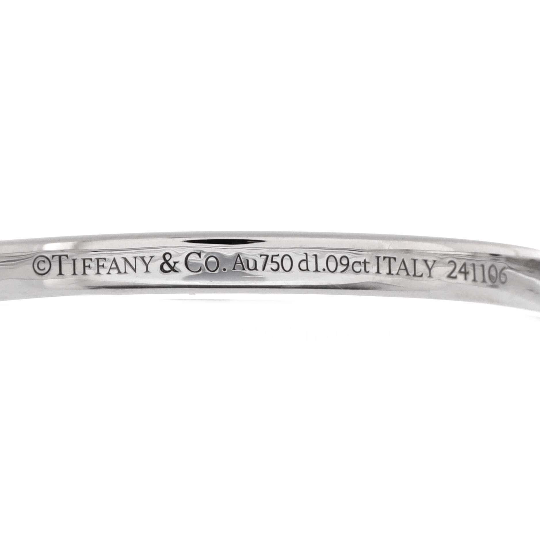 Lock Bangle Bracelet 18K White Gold with Half Pave Diamonds
