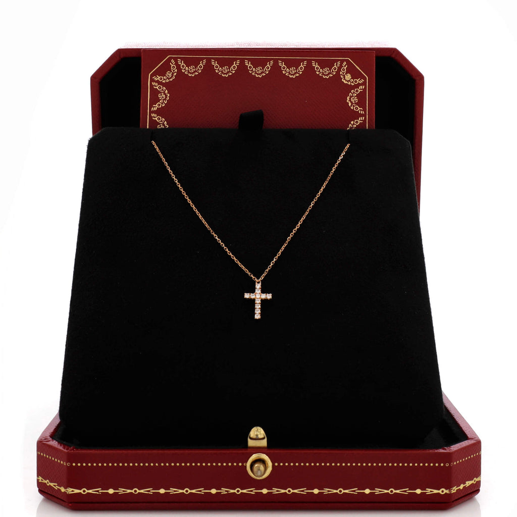 Cross Pendant Necklace 18K Rose Gold with Diamonds
