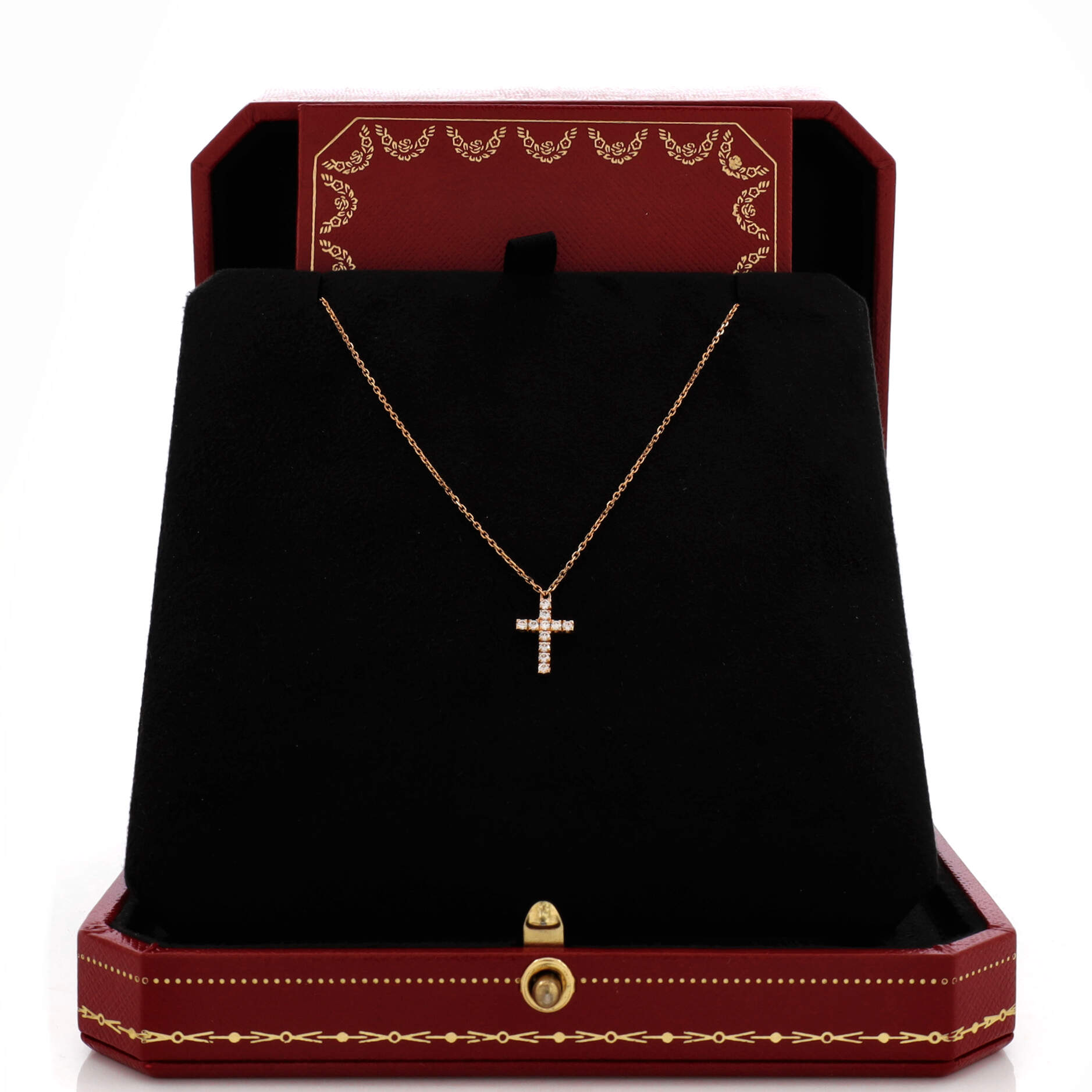 Cross Pendant Necklace 18K Rose Gold with Diamonds