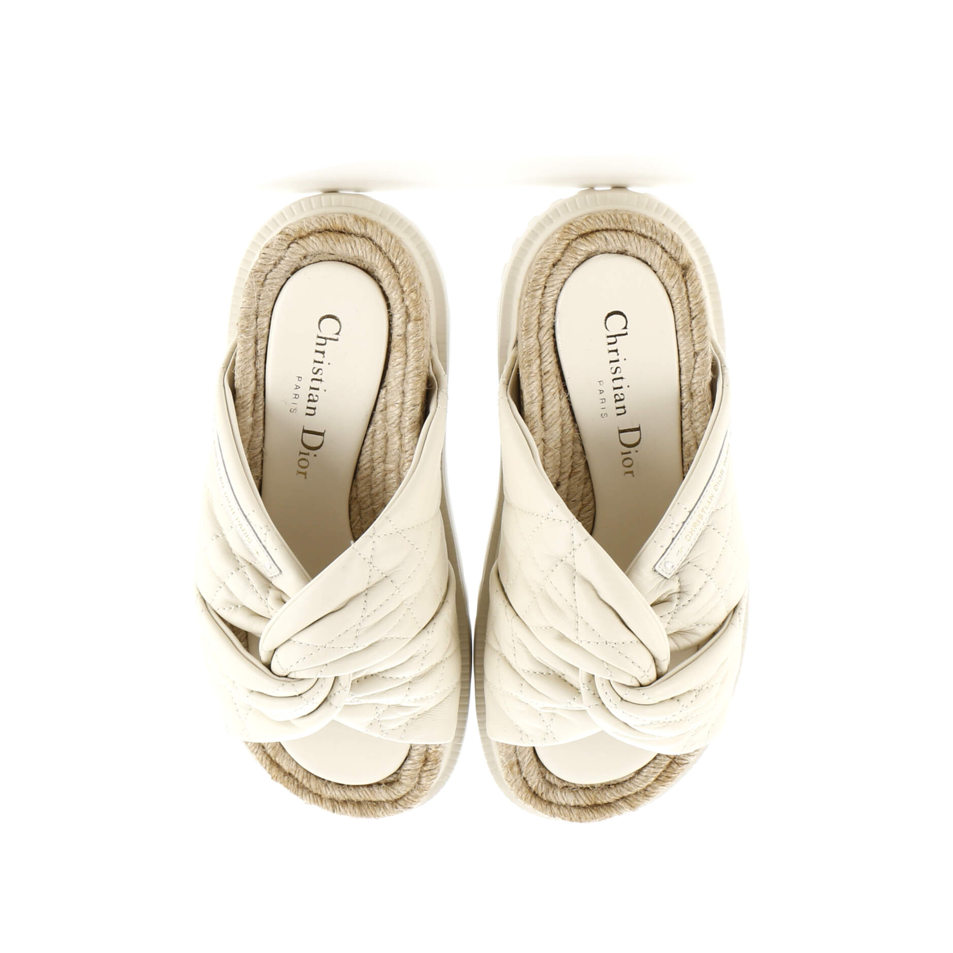 Women's Dtwist Slide Espadrilles Cannage Quilt Leather