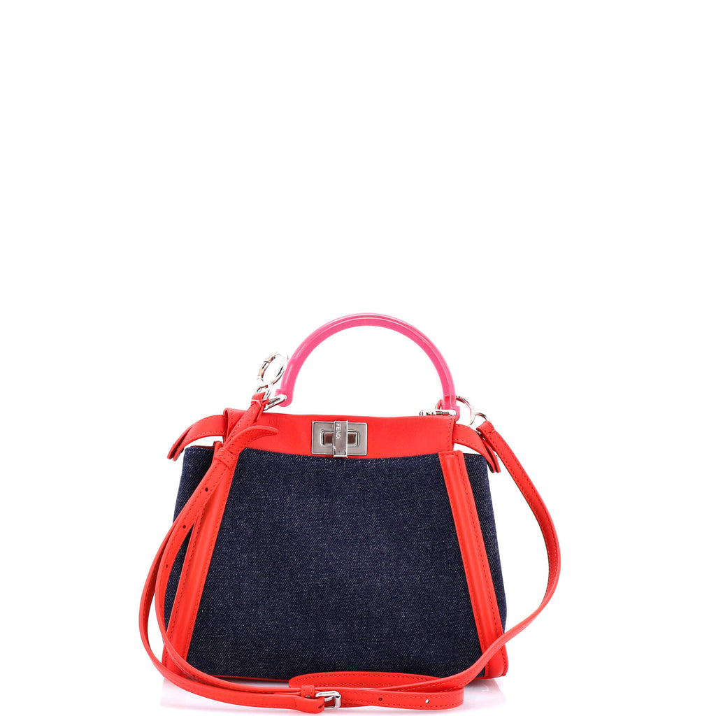 Peekaboo Bag Denim with FF Leather Applique Mini