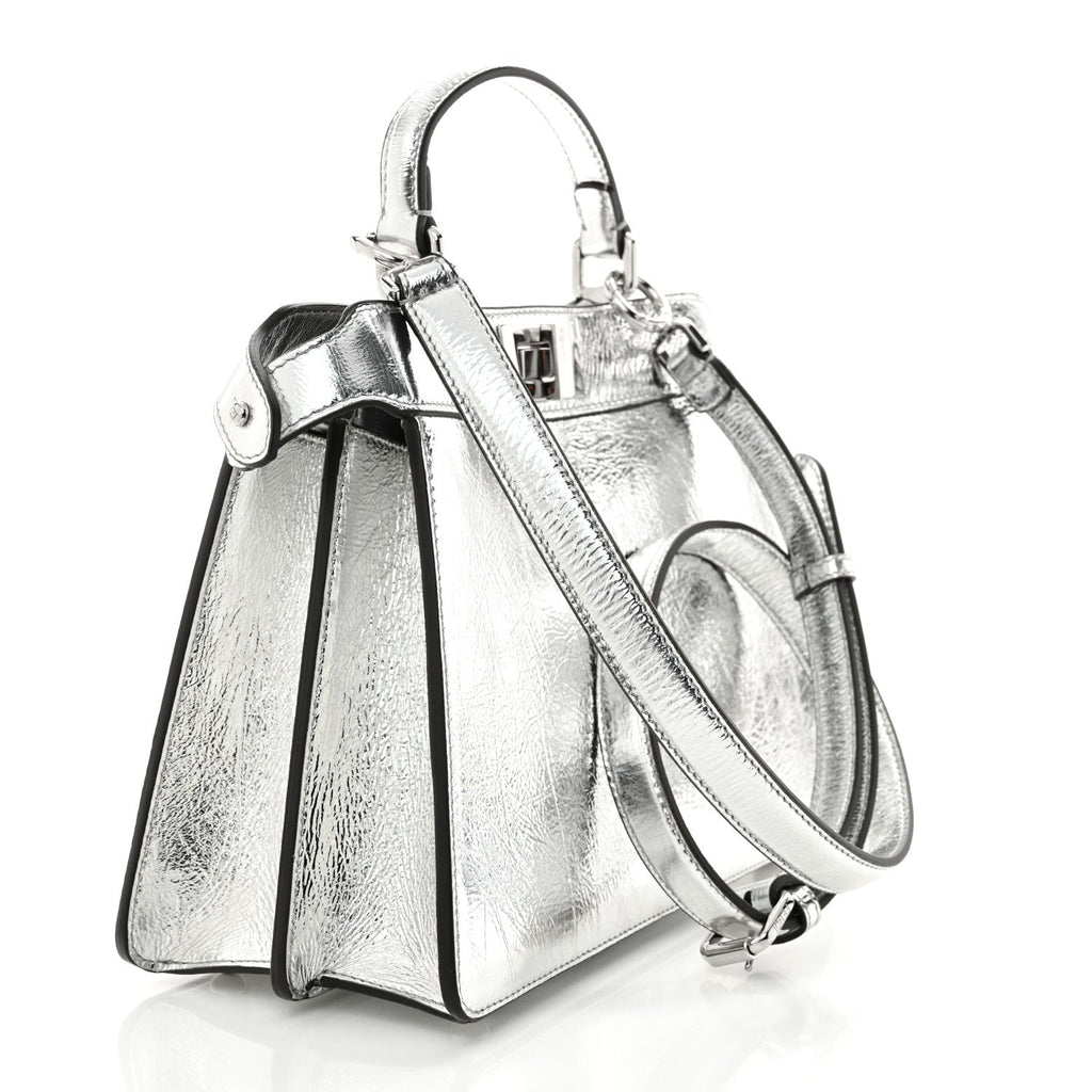 Rock Millenium Laminata Small Peekaboo I SEE U Satchel Argento