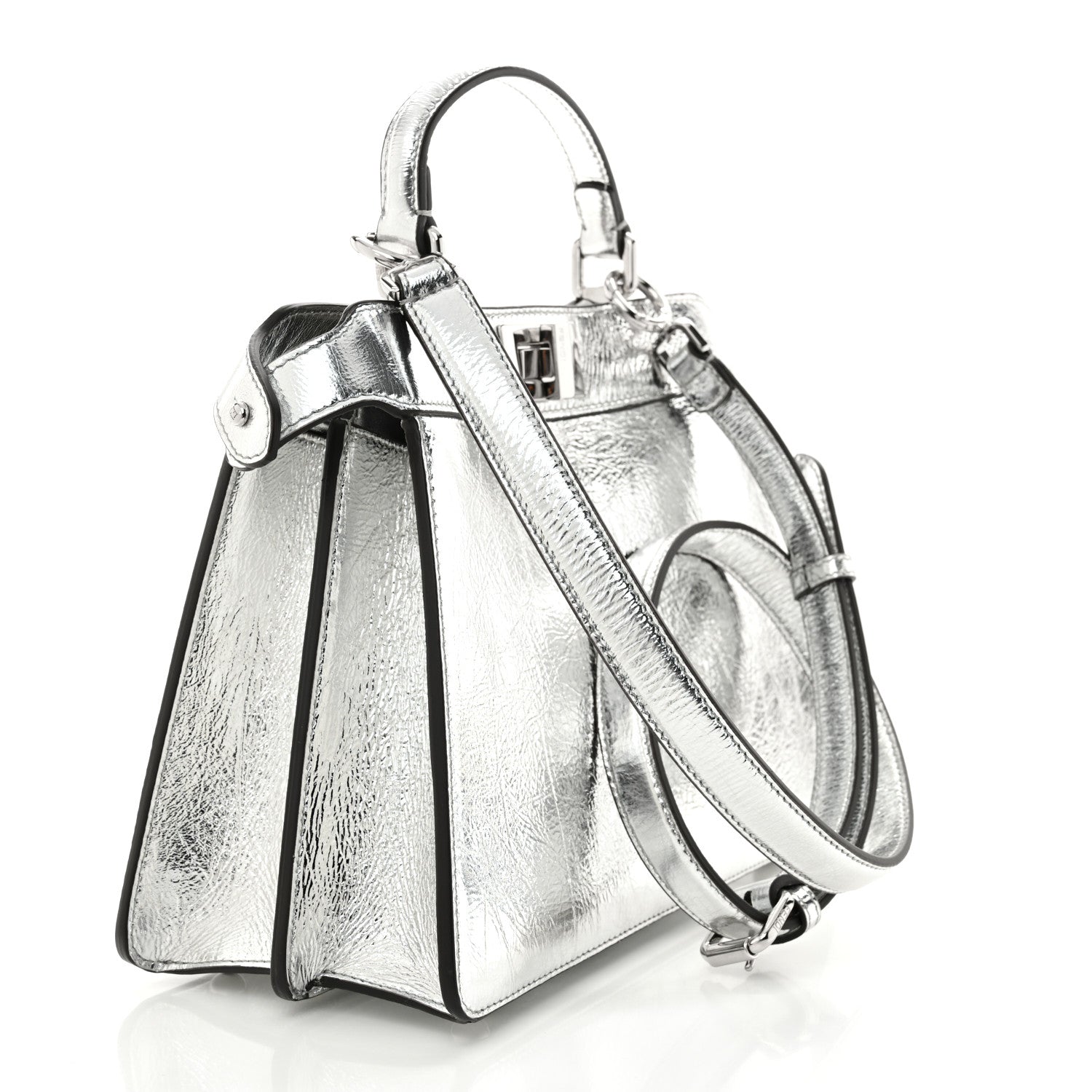 Rock Millenium Laminata Small Peekaboo I SEE U Satchel Argento