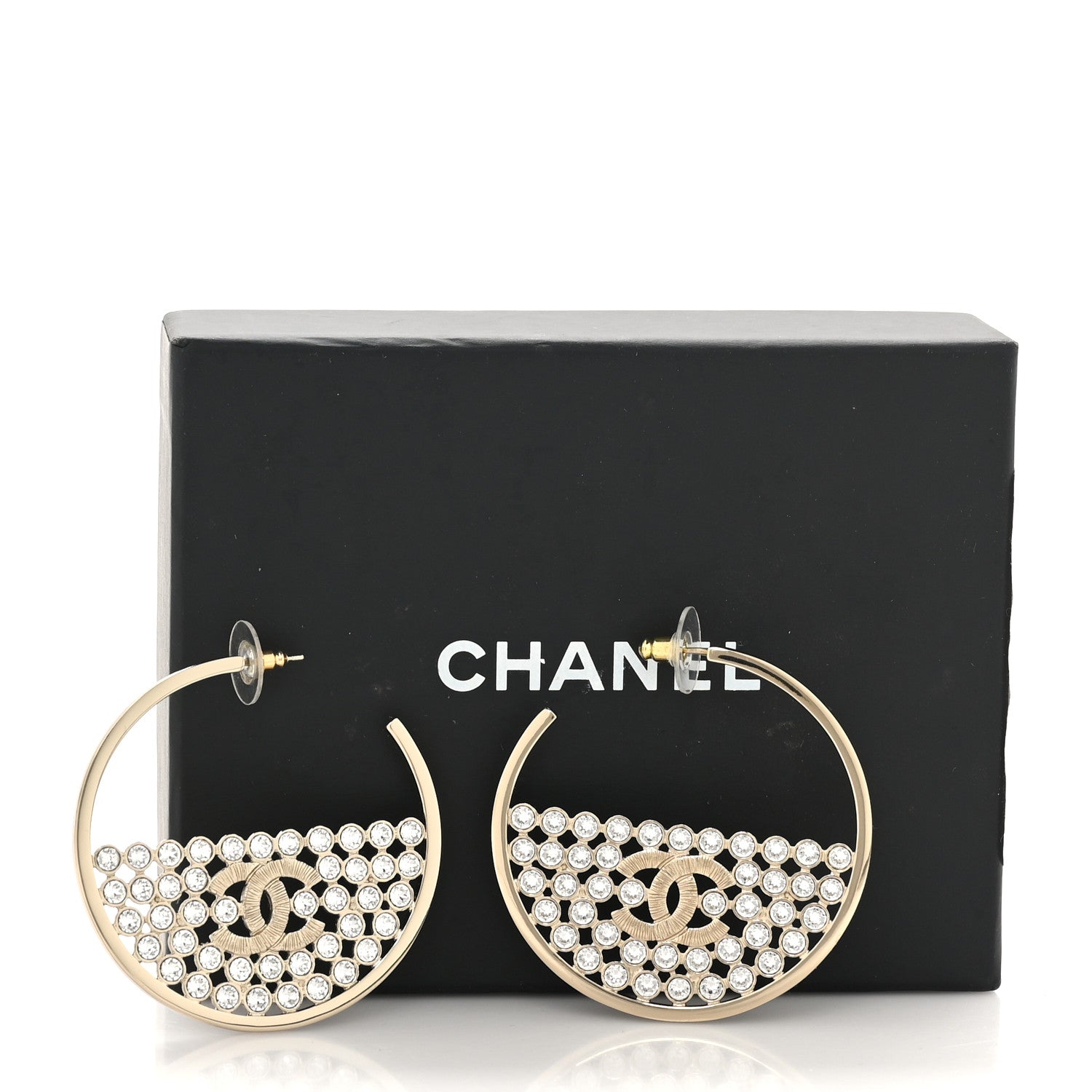 Crystal CC Hoop Earrings Gold