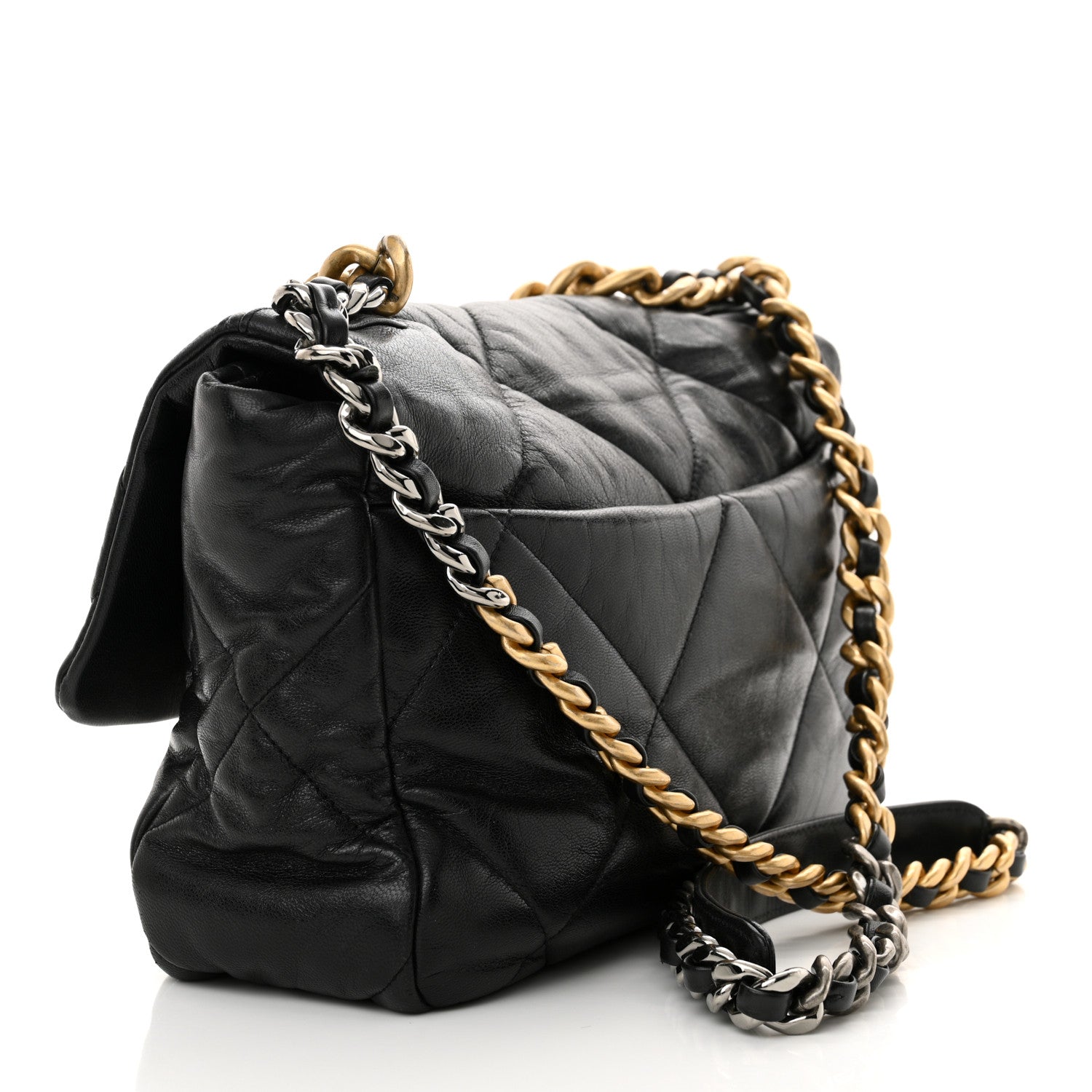 Goatskin Quilted Large Chanel 19 Flap Black