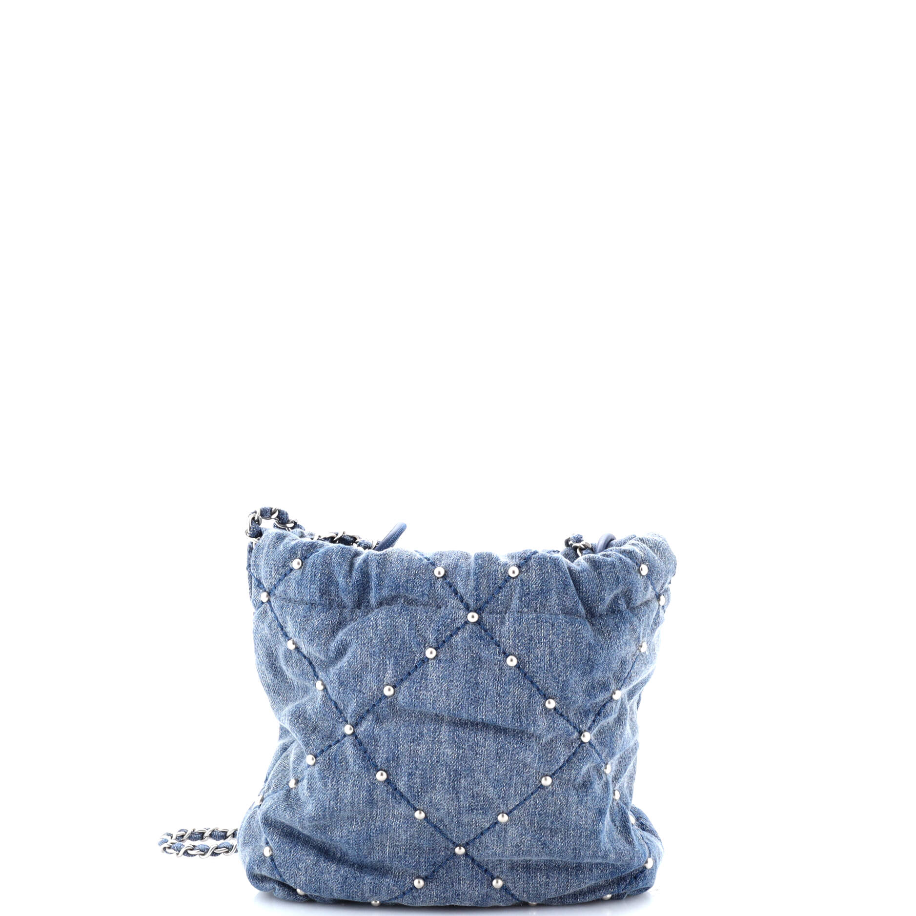 22 Chain Hobo Quilted Studded Denim Mini