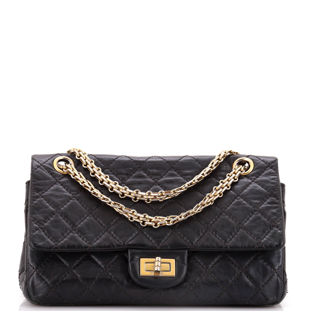 Reissue 2.55 Double Compartment Flap Bag Quilted Aged Calfskin 225