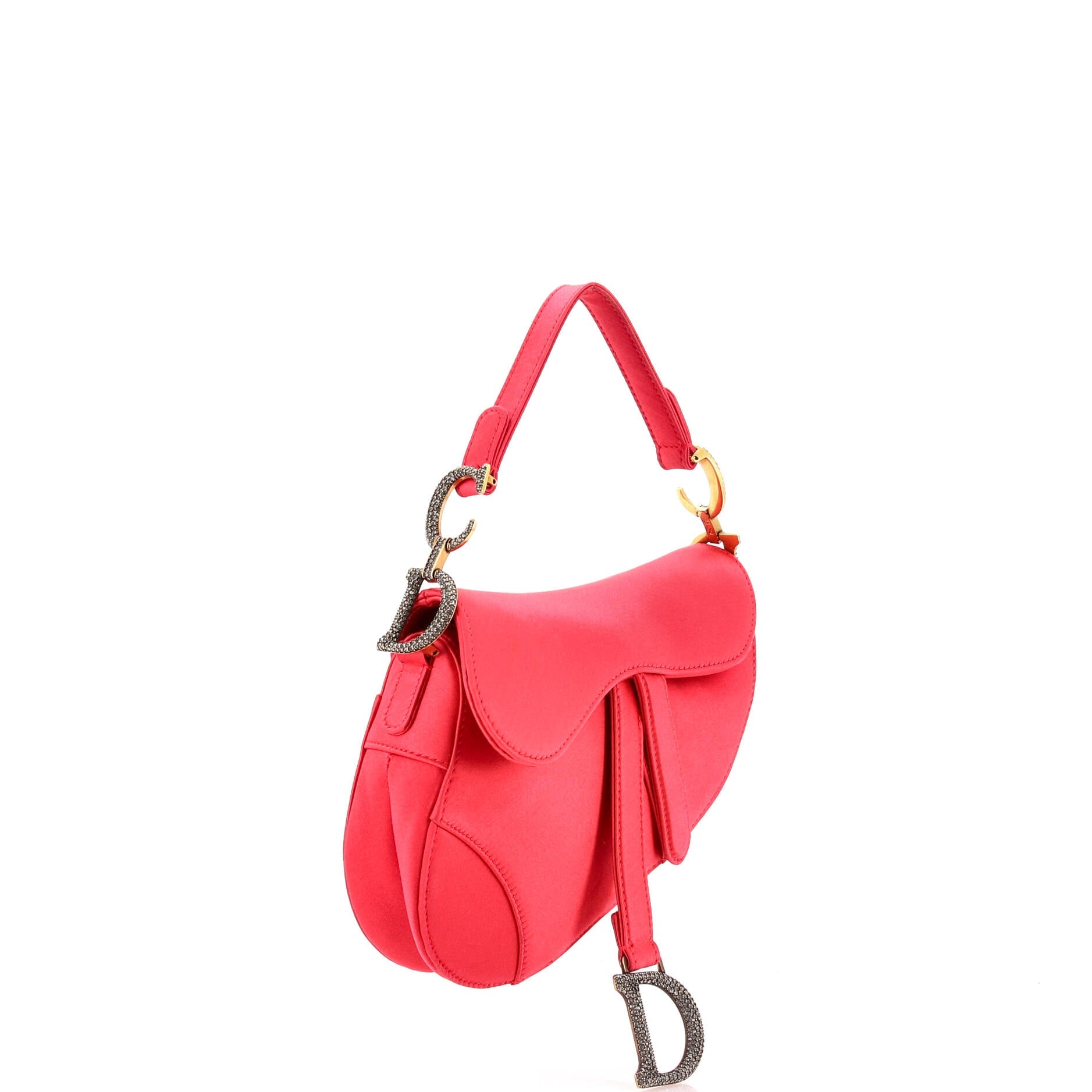 Saddle Handbag Satin with Crystals Mini