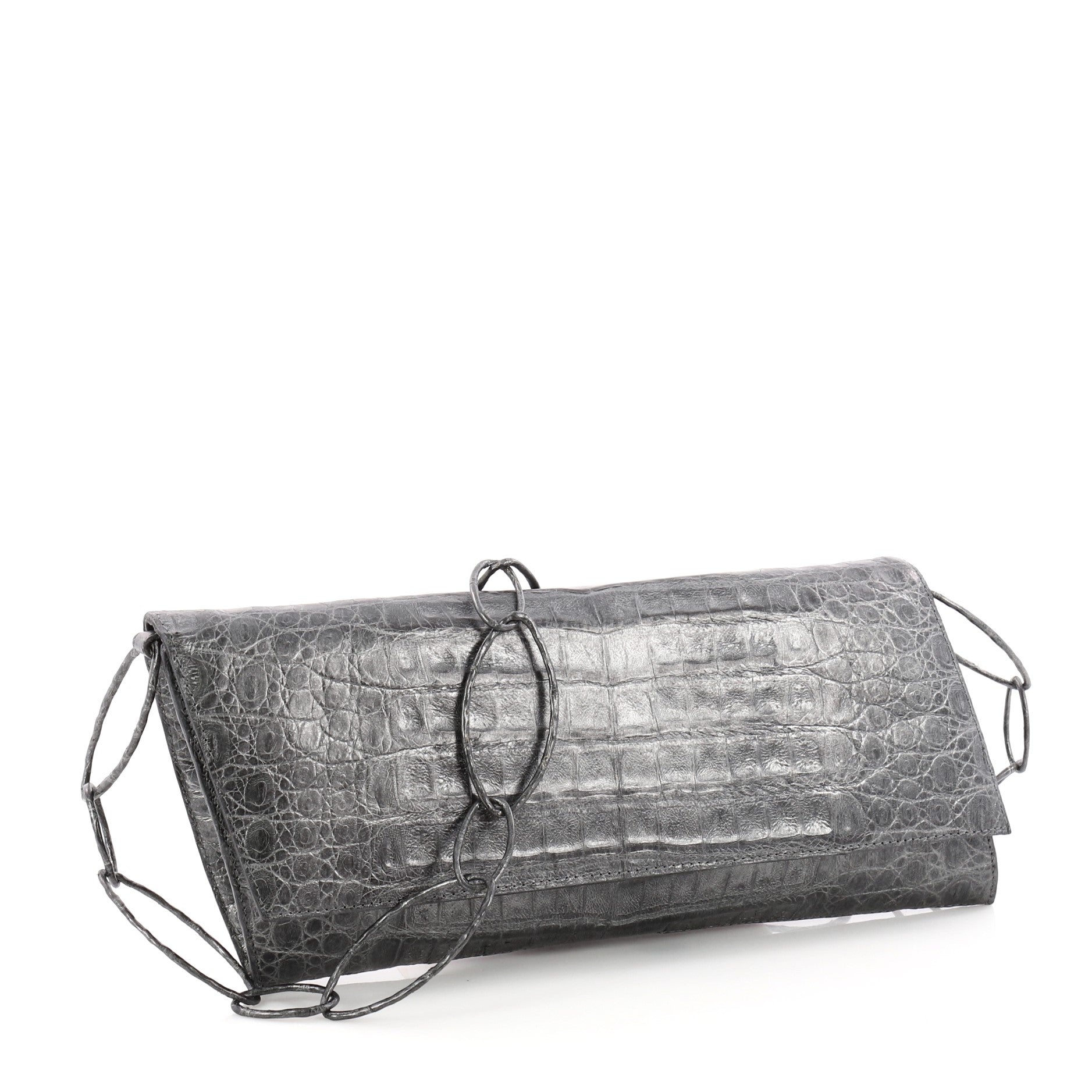 Convertible Ring Clutch Crocodile Medium