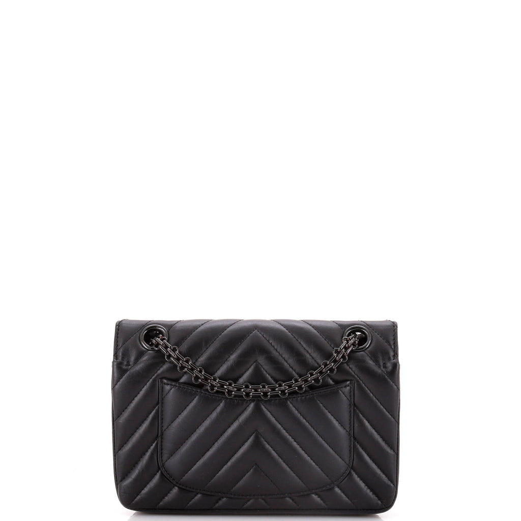 So Black Reissue 2.55 Flap Bag Chevron Aged Calfskin Mini