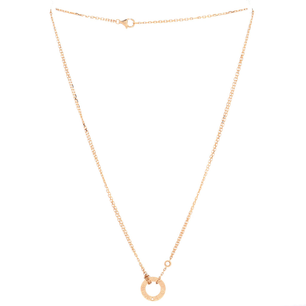 2 Diamonds Love Pendant Necklace 18K Rose Gold and Diamonds