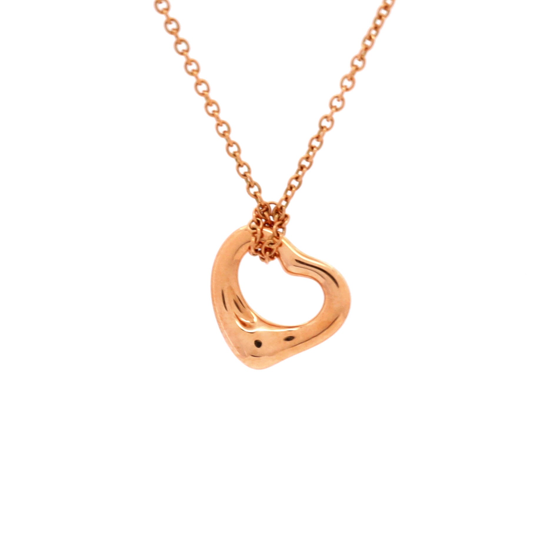 Elsa Peretti Open Heart Pendant Necklace 18K Rose Gold 11mm