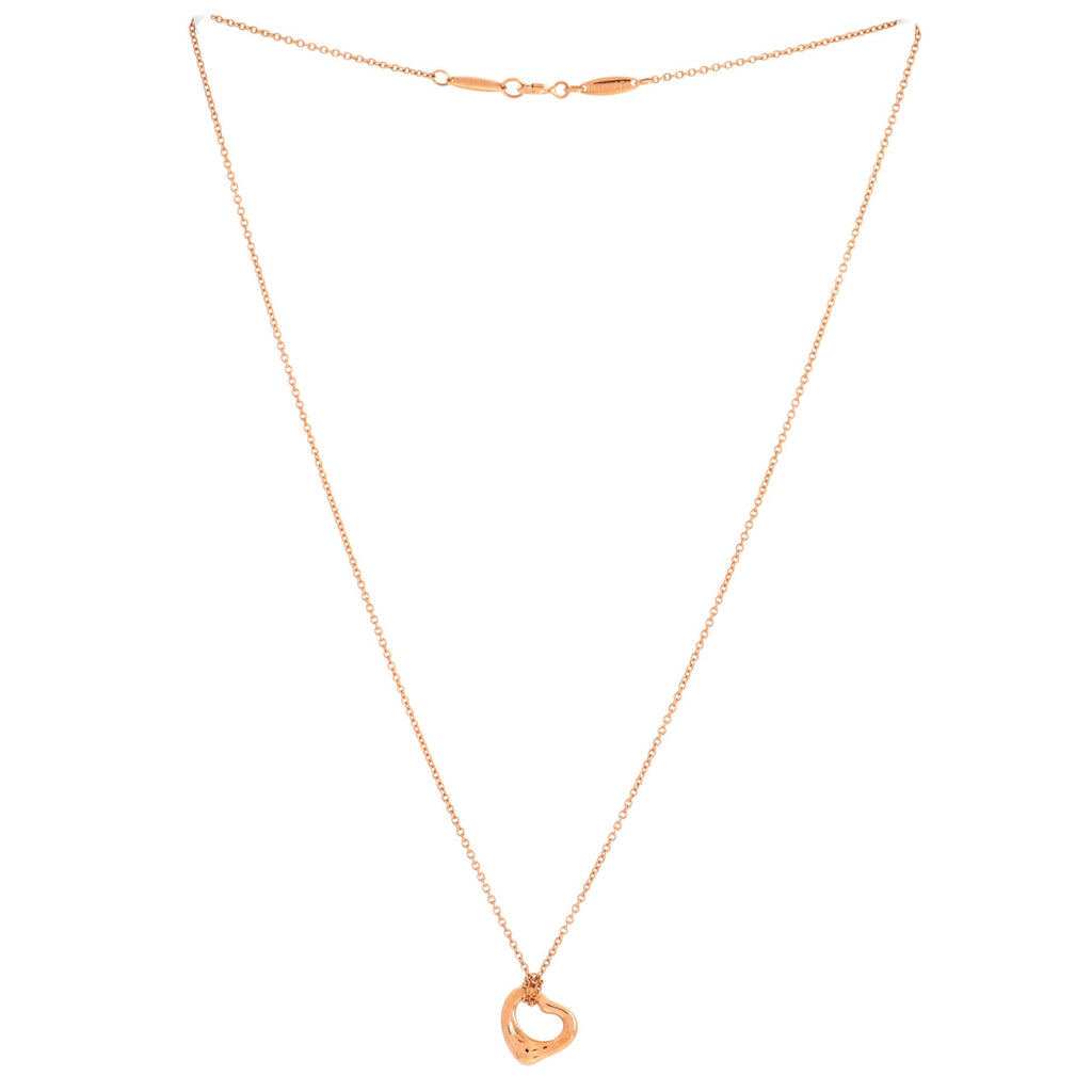 Elsa Peretti Open Heart Pendant Necklace 18K Rose Gold 11mm
