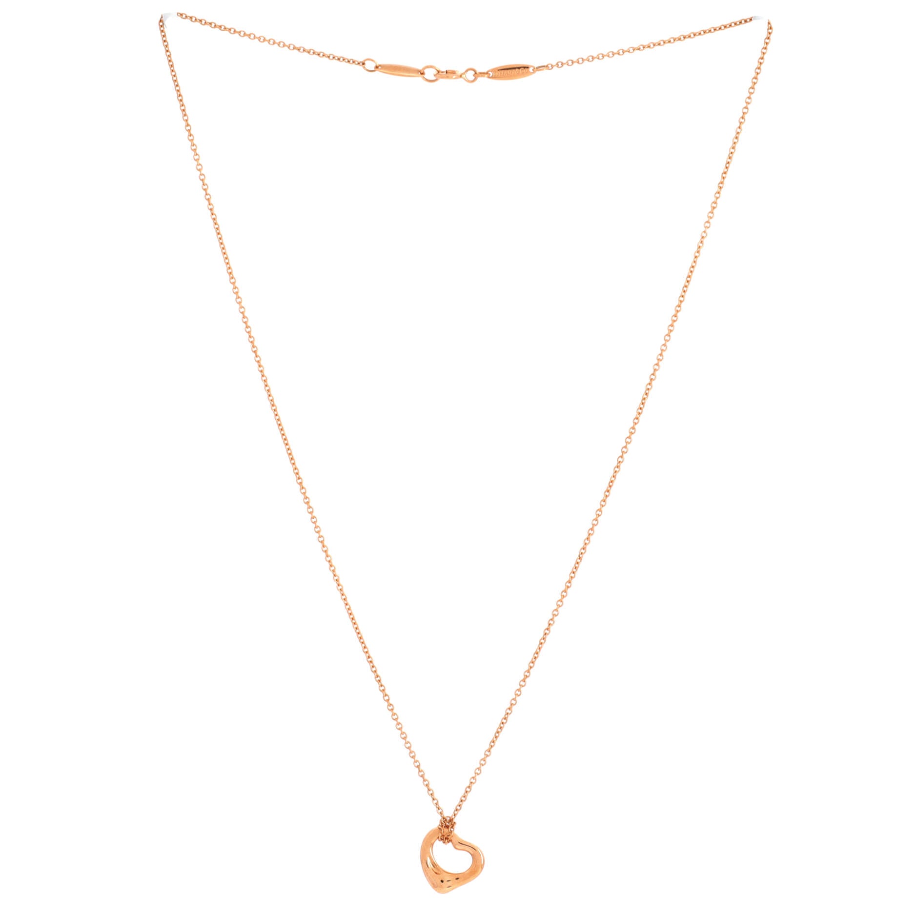 Elsa Peretti Open Heart Pendant Necklace 18K Rose Gold 11mm