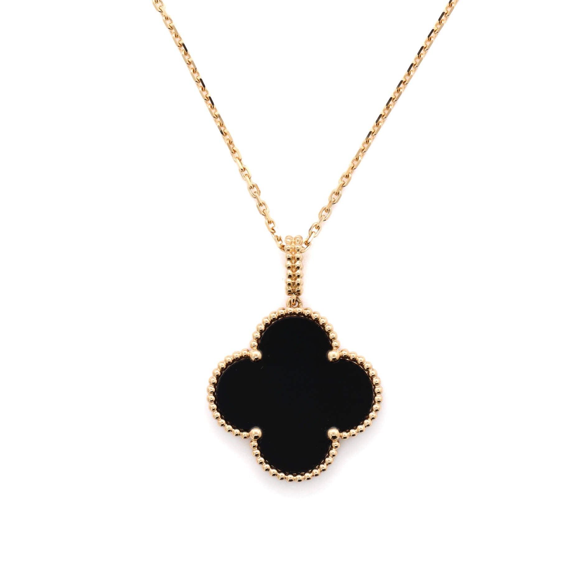 Magic Alhambra Pendant Necklace 18K Yellow Gold and Onyx
