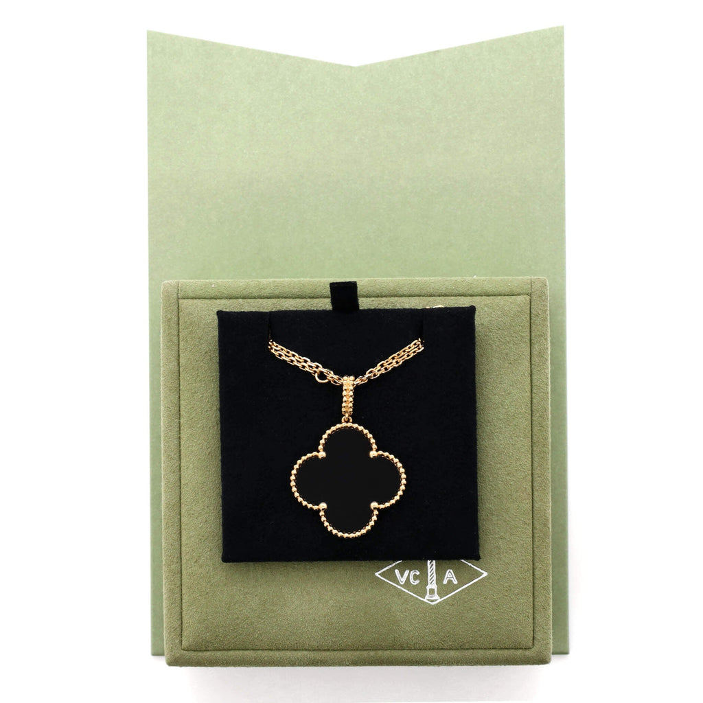 Magic Alhambra Pendant Necklace 18K Yellow Gold and Onyx