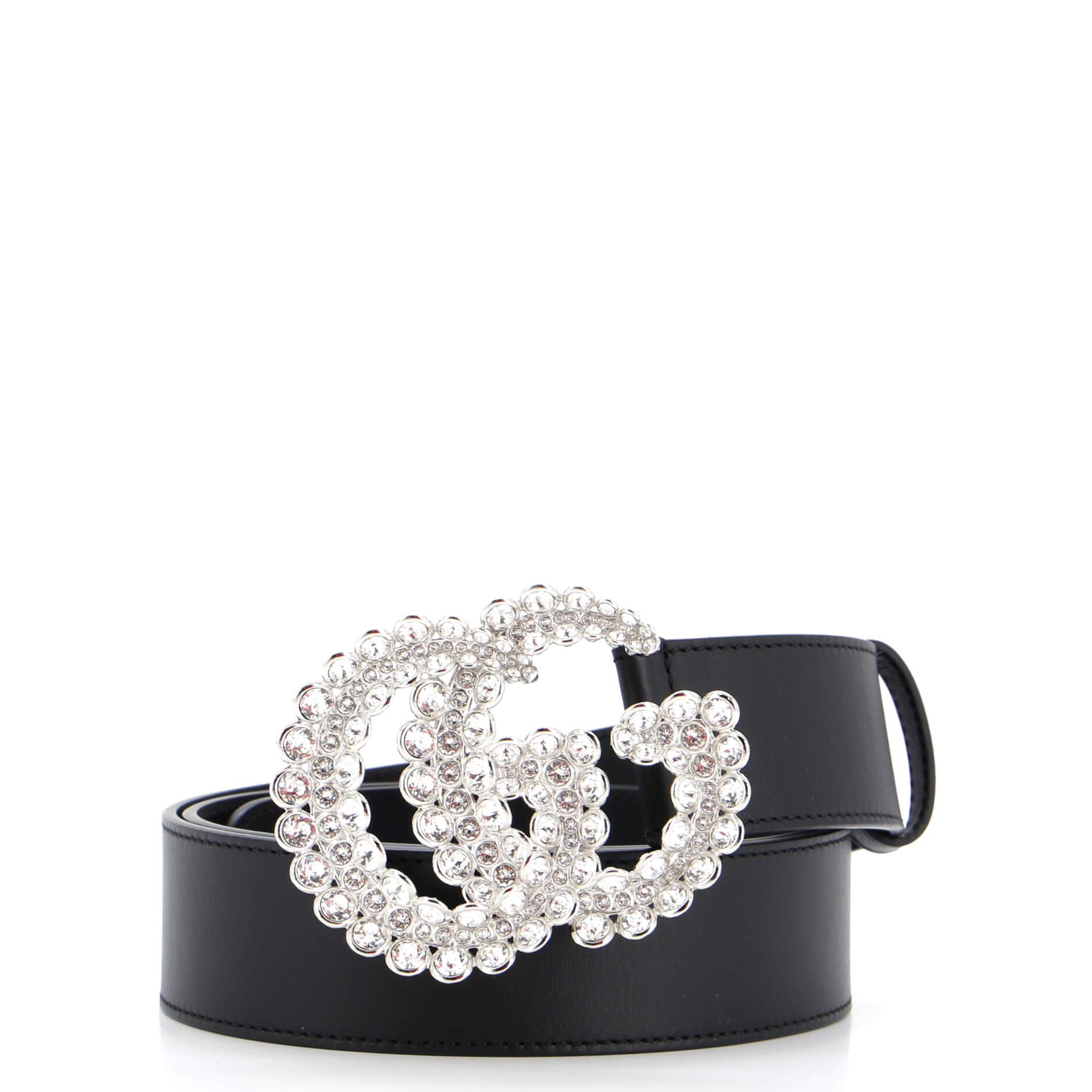 GG Marmont Belt Leather with Crystal Buckle Wide 100
