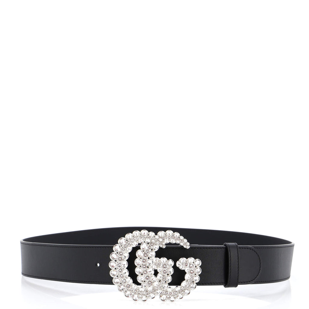 GG Marmont Belt Leather with Crystal Buckle Wide 100