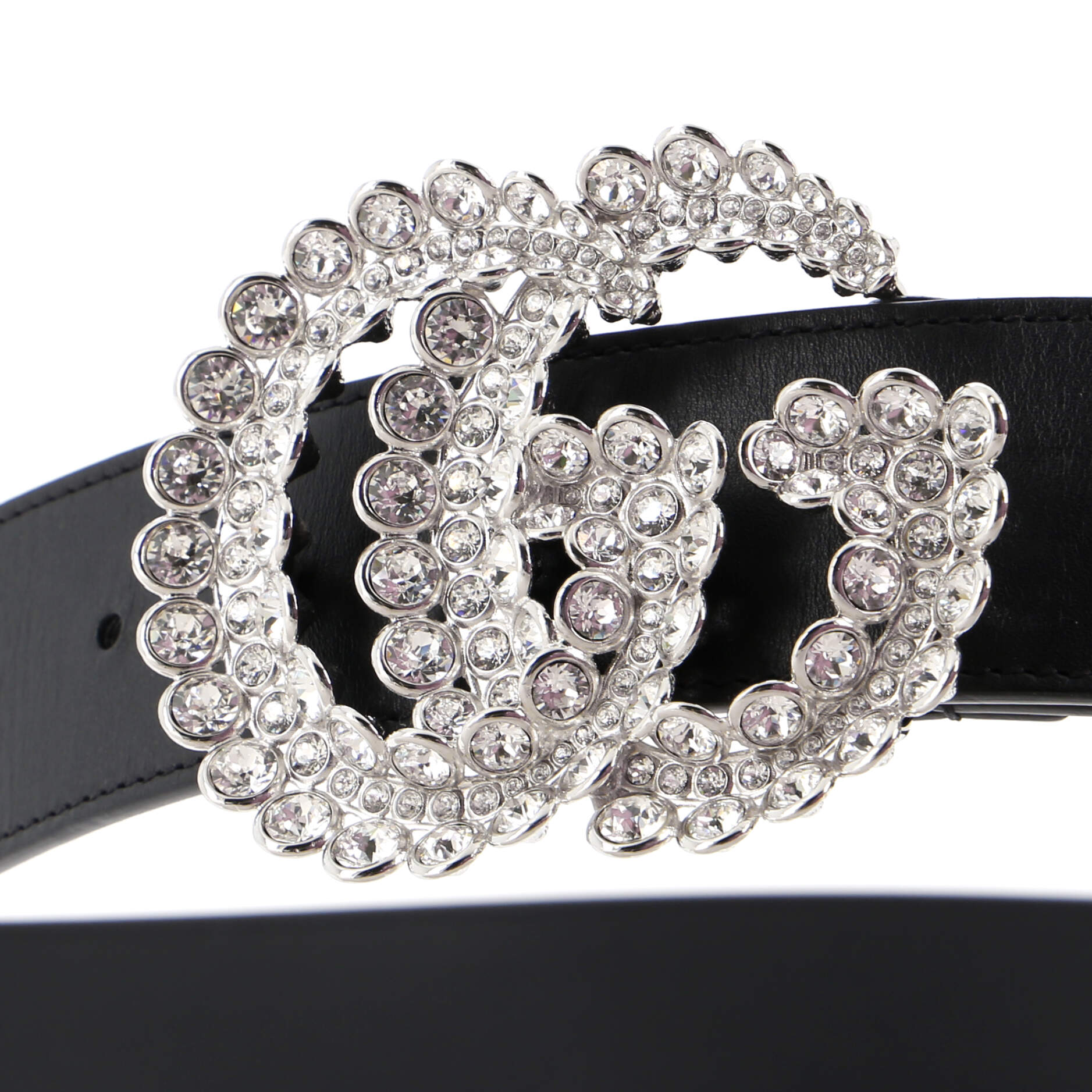GG Marmont Belt Leather with Crystal Buckle Wide 100