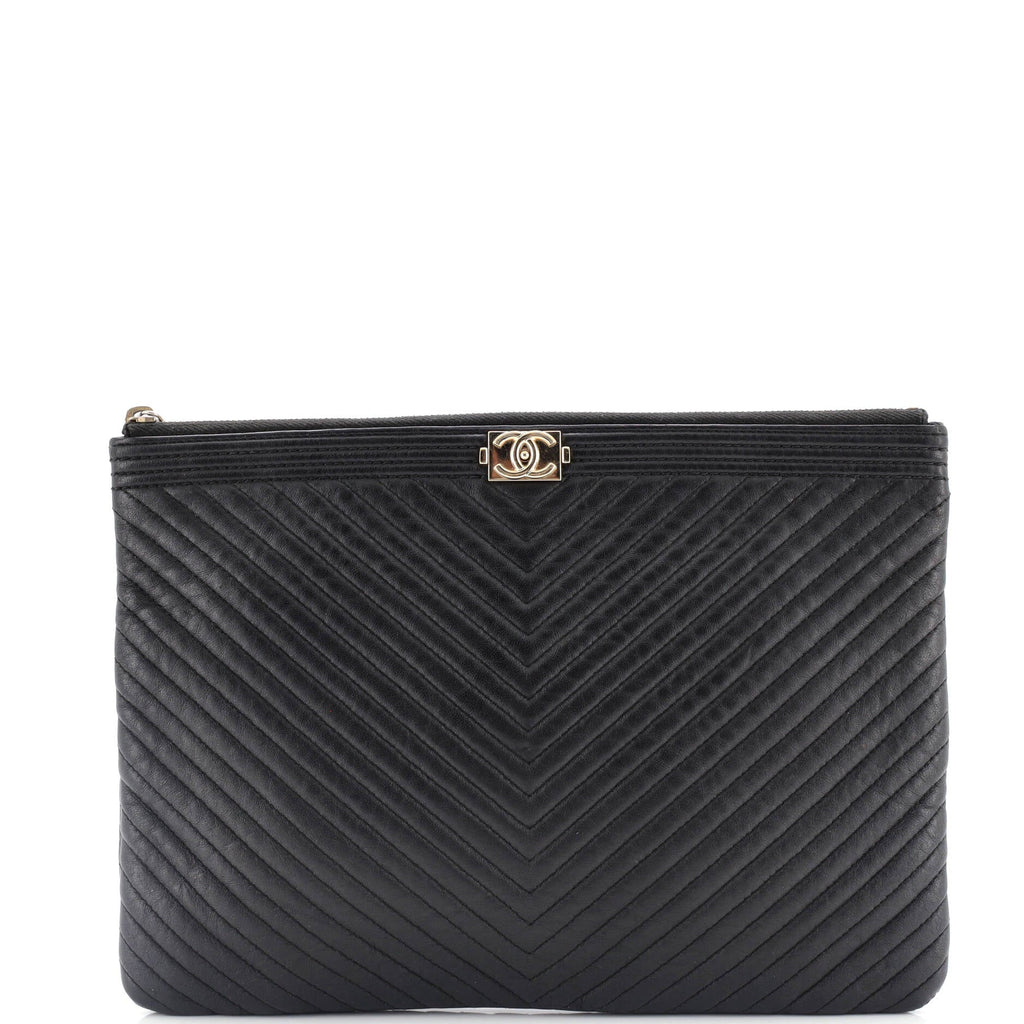Boy O Case Clutch Chevron Calfskin Medium