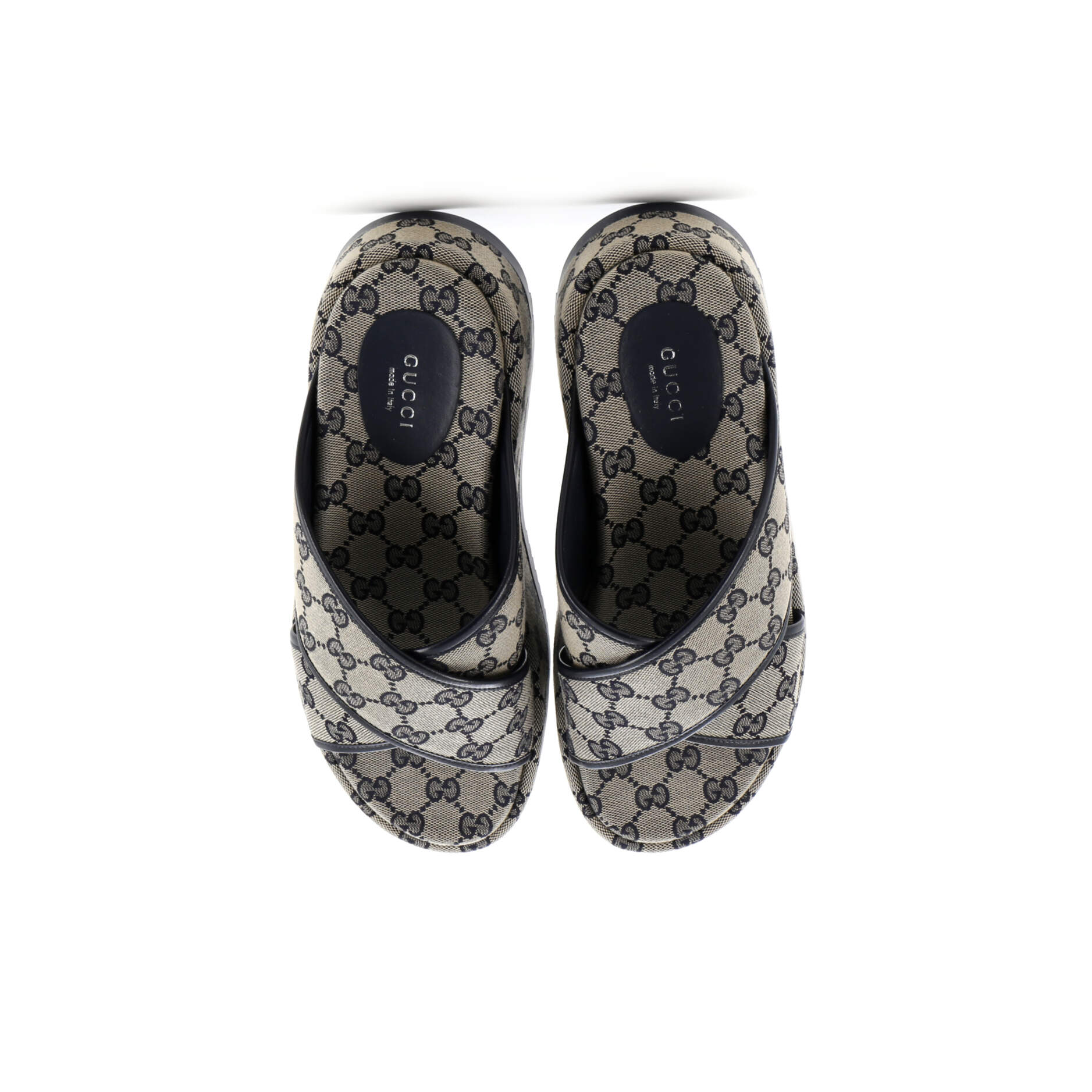 Women's Criss Cross Platform Slide Sandals GG Canvas