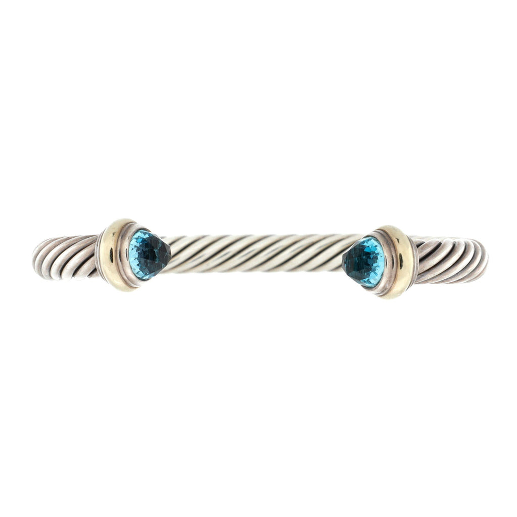 Cable Classic Bracelet Sterling Silver with 14K Yellow Gold and Topaz 7mm