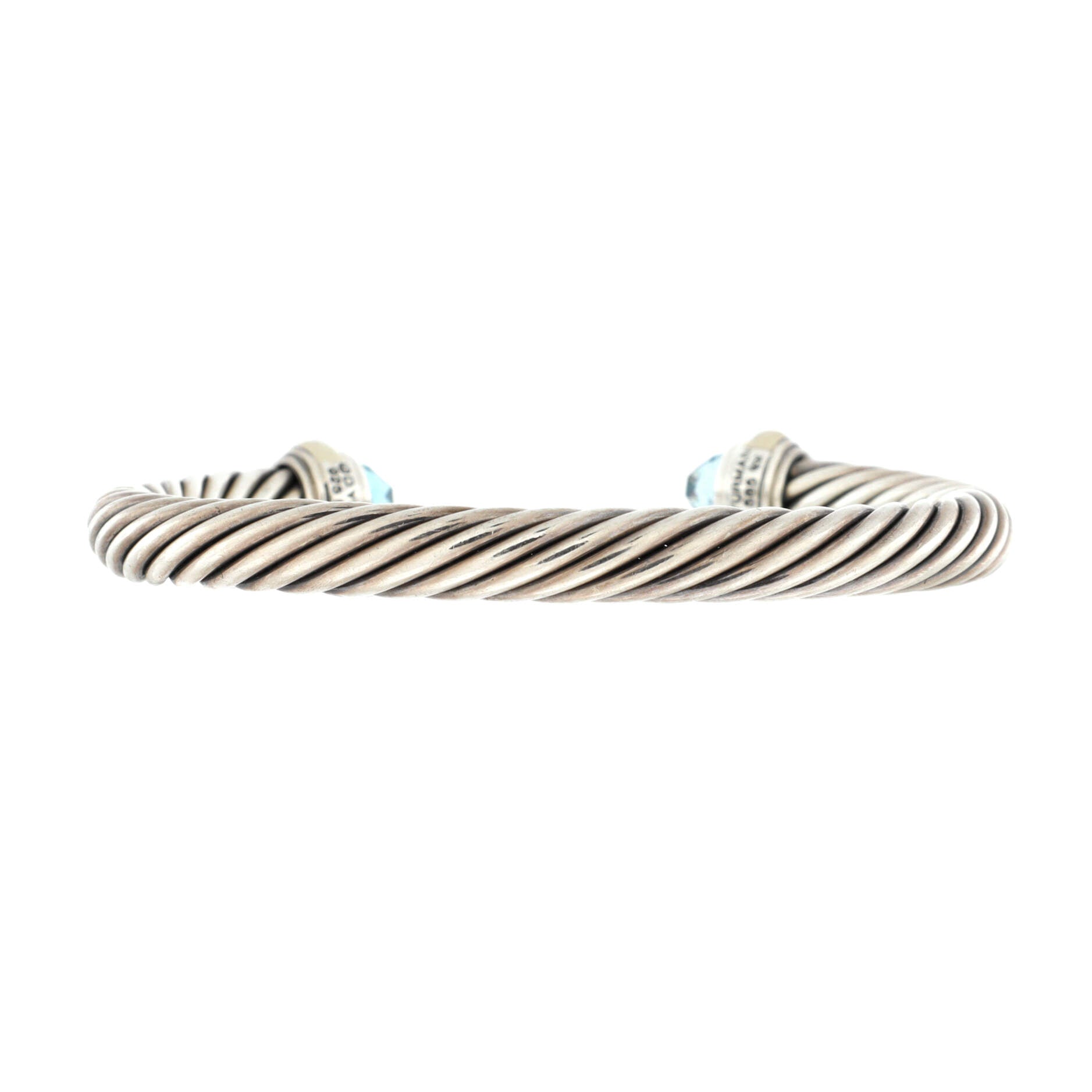 Cable Classic Bracelet Sterling Silver with 14K Yellow Gold and Topaz 7mm