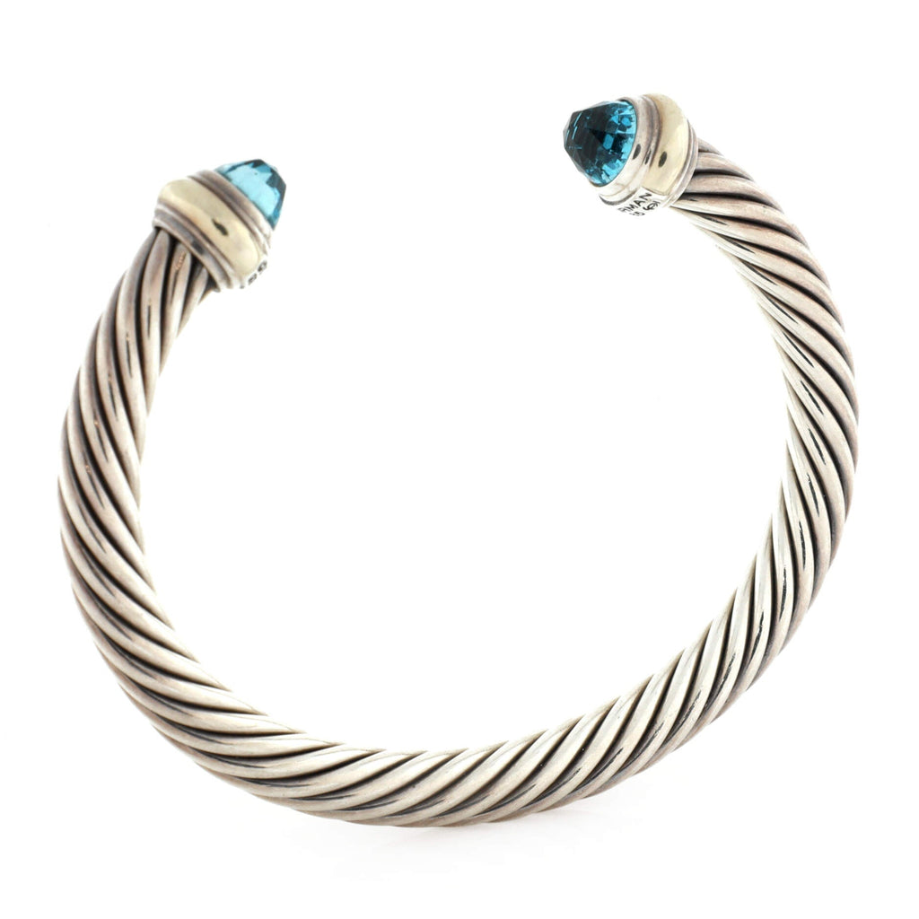 Cable Classic Bracelet Sterling Silver with 14K Yellow Gold and Topaz 7mm