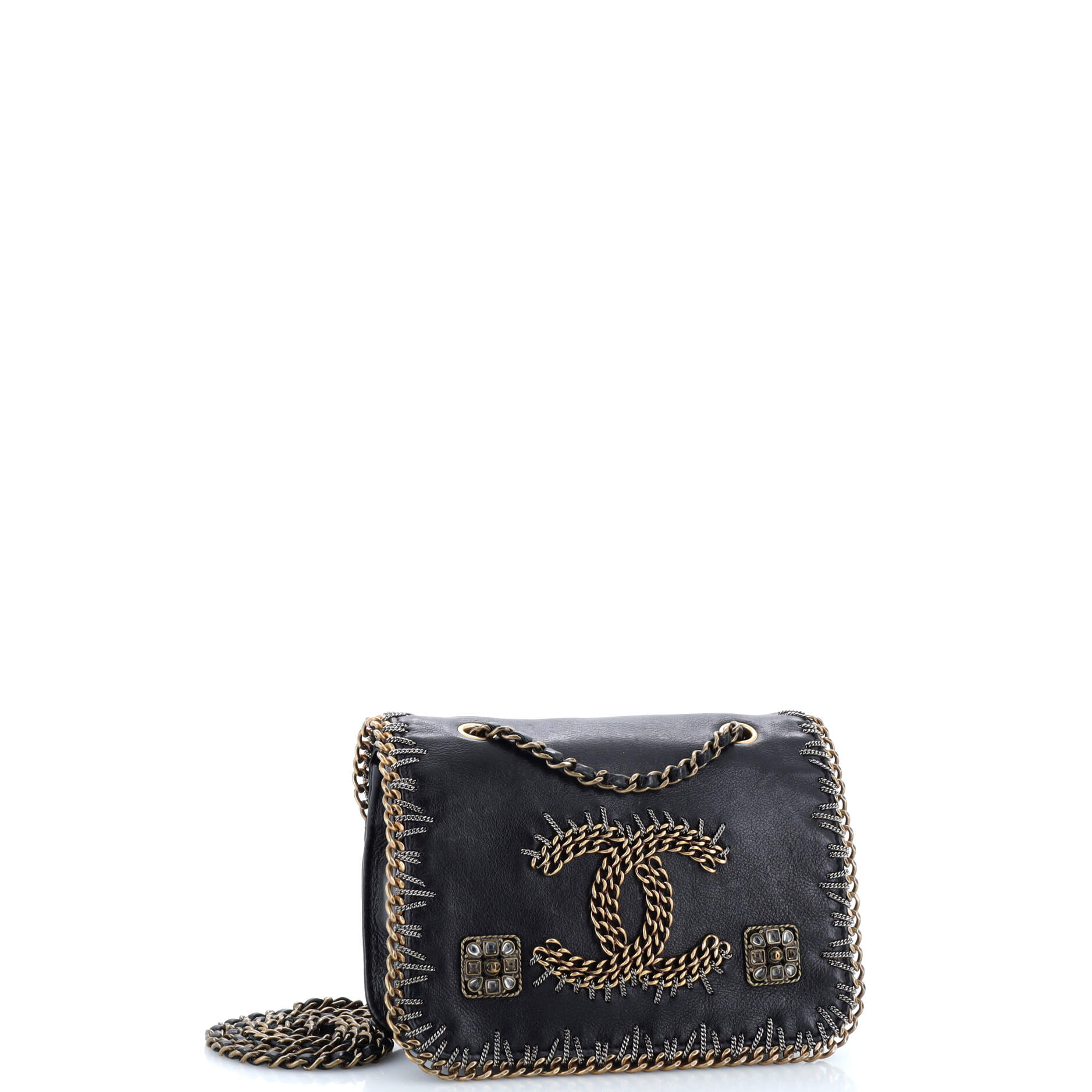 Paris-Byzance CC Flap Bag Embroidered Leather Mini