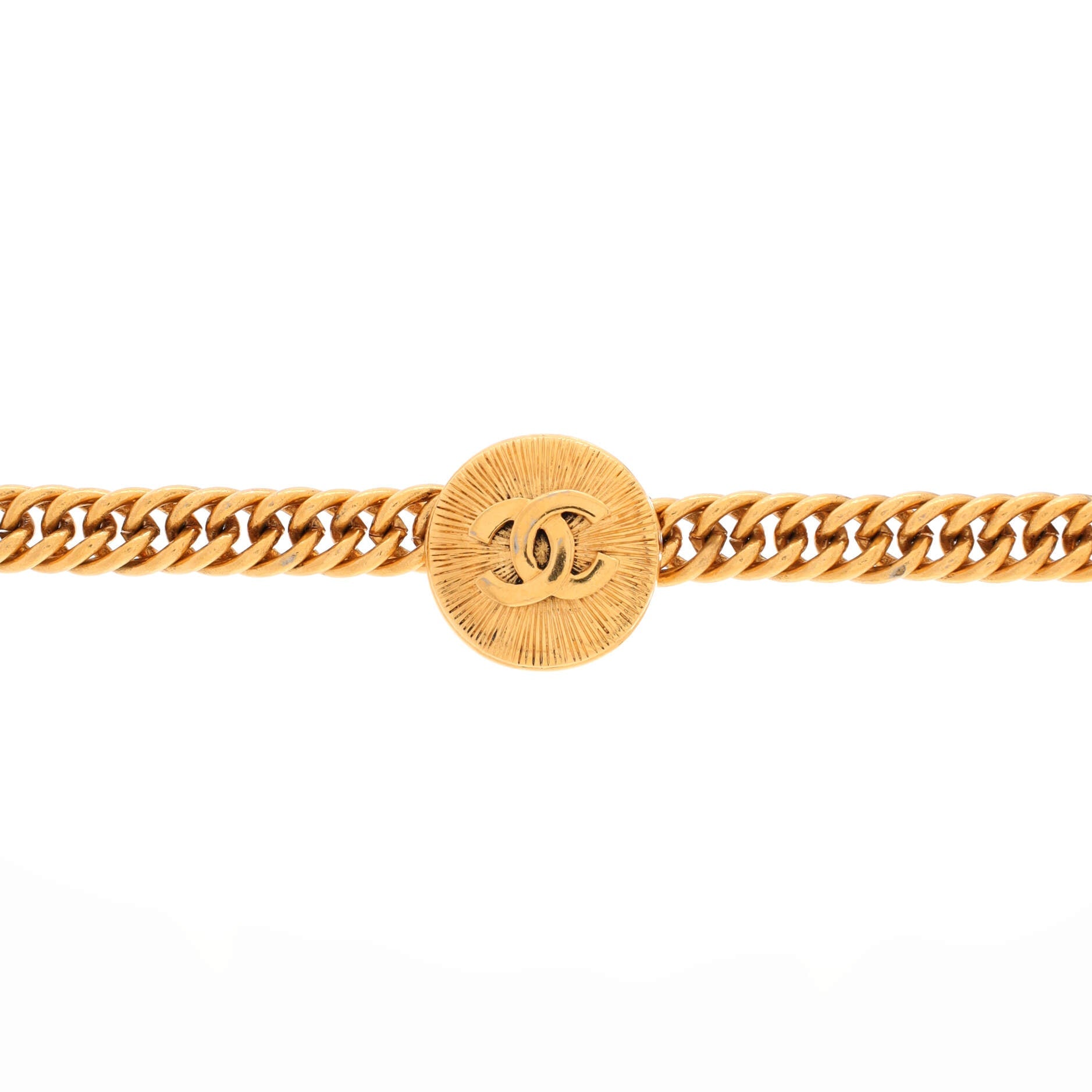 Vintage CC Round Choker Necklace Metal