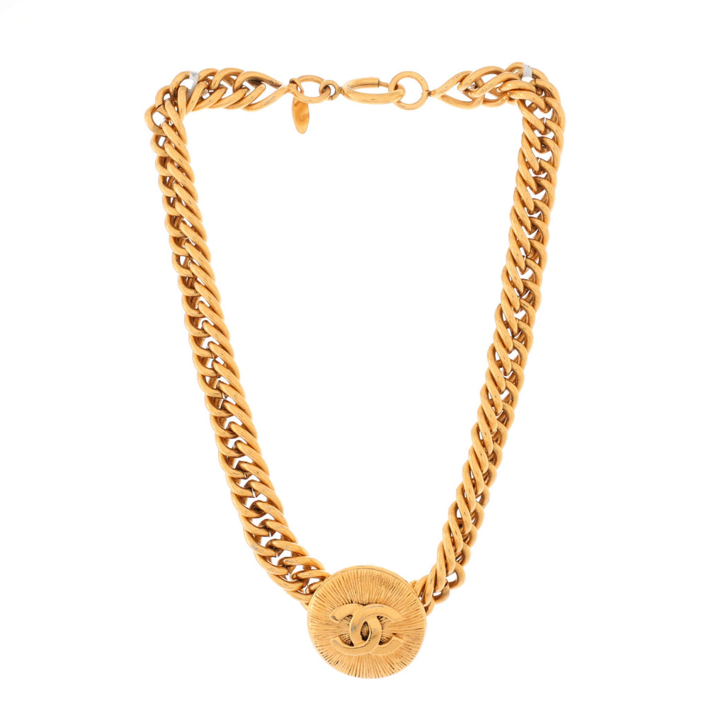 Vintage CC Round Choker Necklace Metal