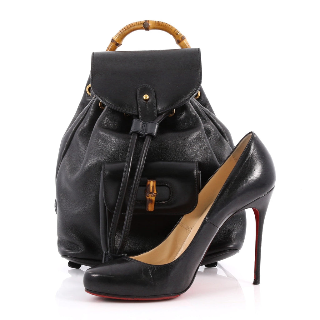Bamboo Tassel Backpack Leather Mini