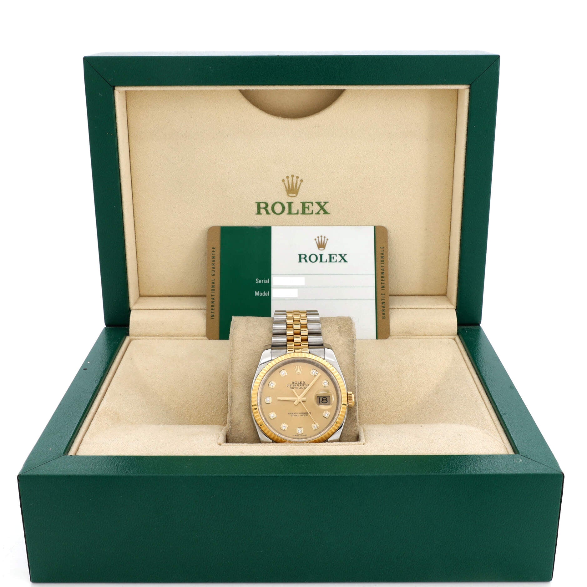 Oyster Perpetual Datejust Automatic Watch Stainless Steel and Yellow Gold with Diamond Markers 36